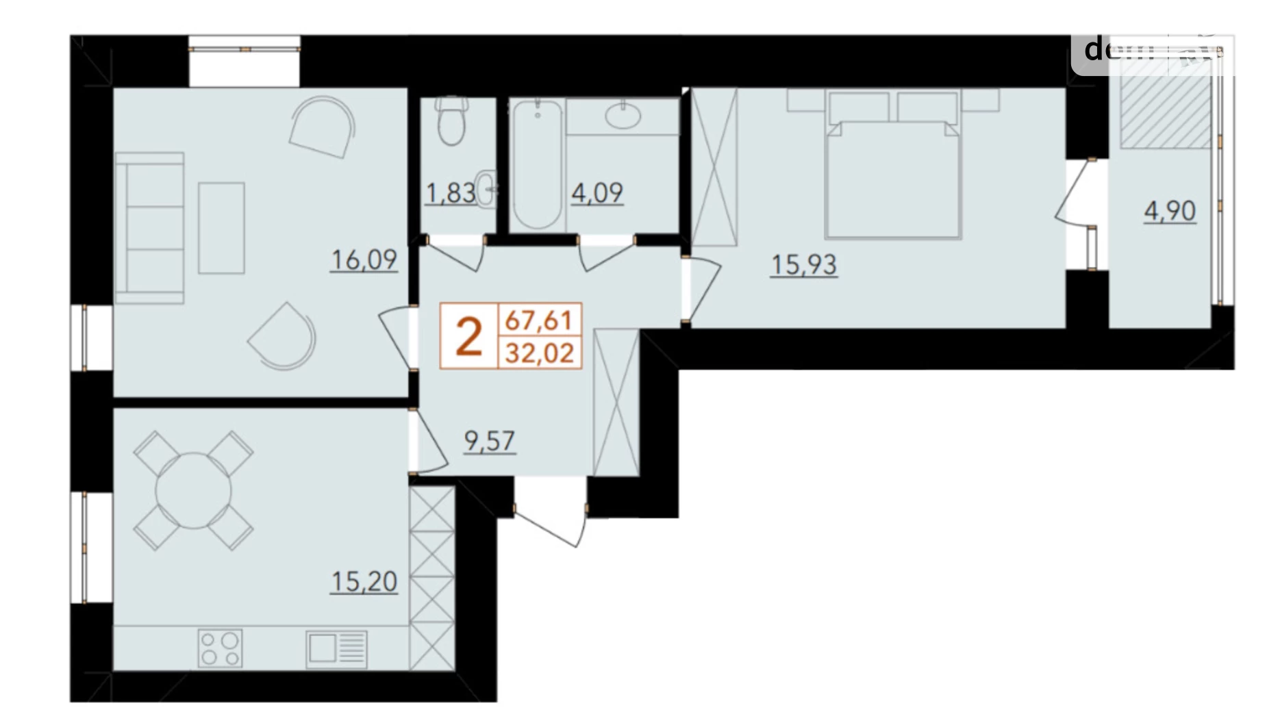 Продается 2-комнатная квартира 72.7 кв. м в Хмельницком, ул. Тернопольская, 13/6А - фото 3