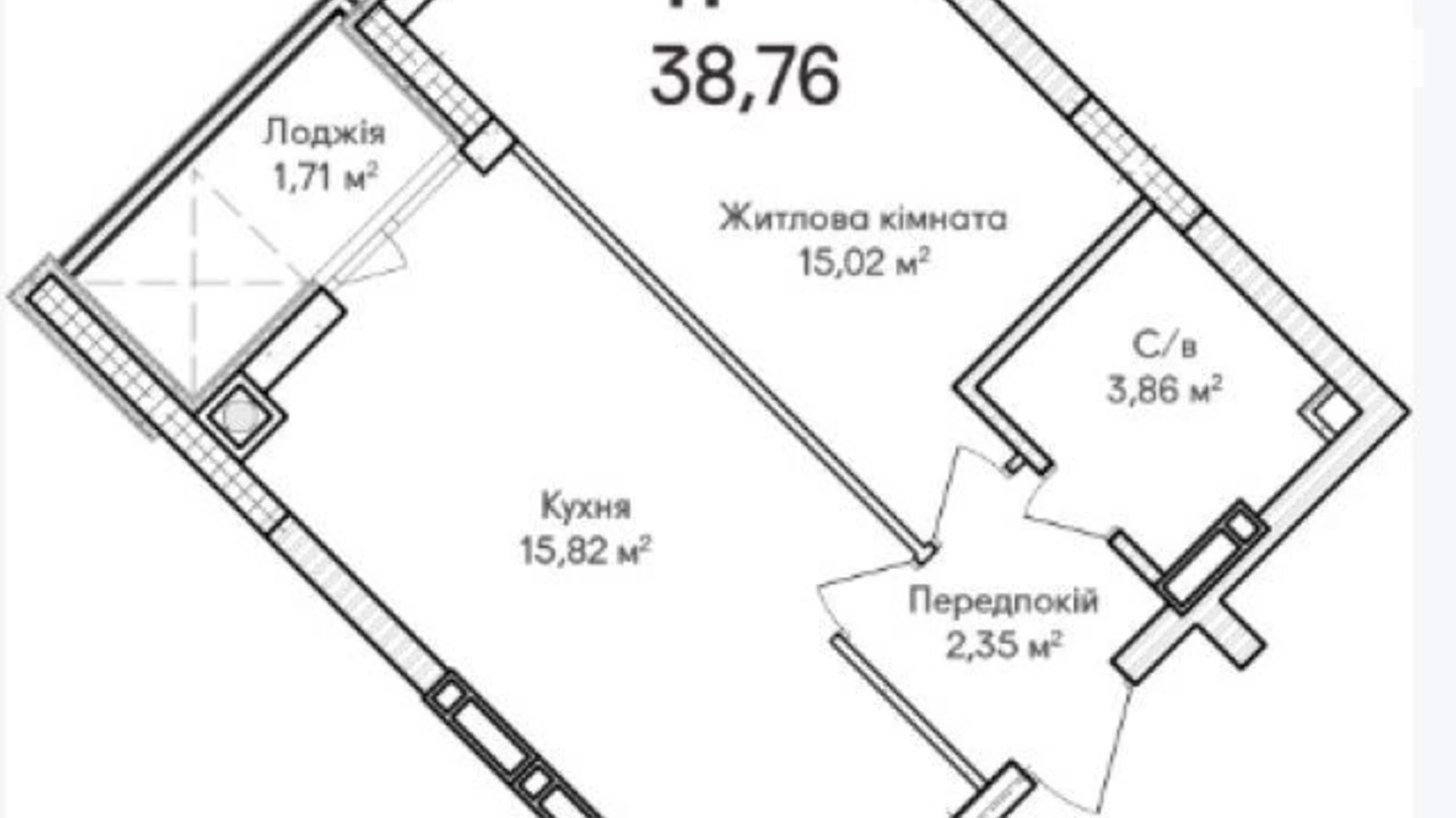 Продается 1-комнатная квартира 39 кв. м в Ирпене, ул. Достоевского, 1