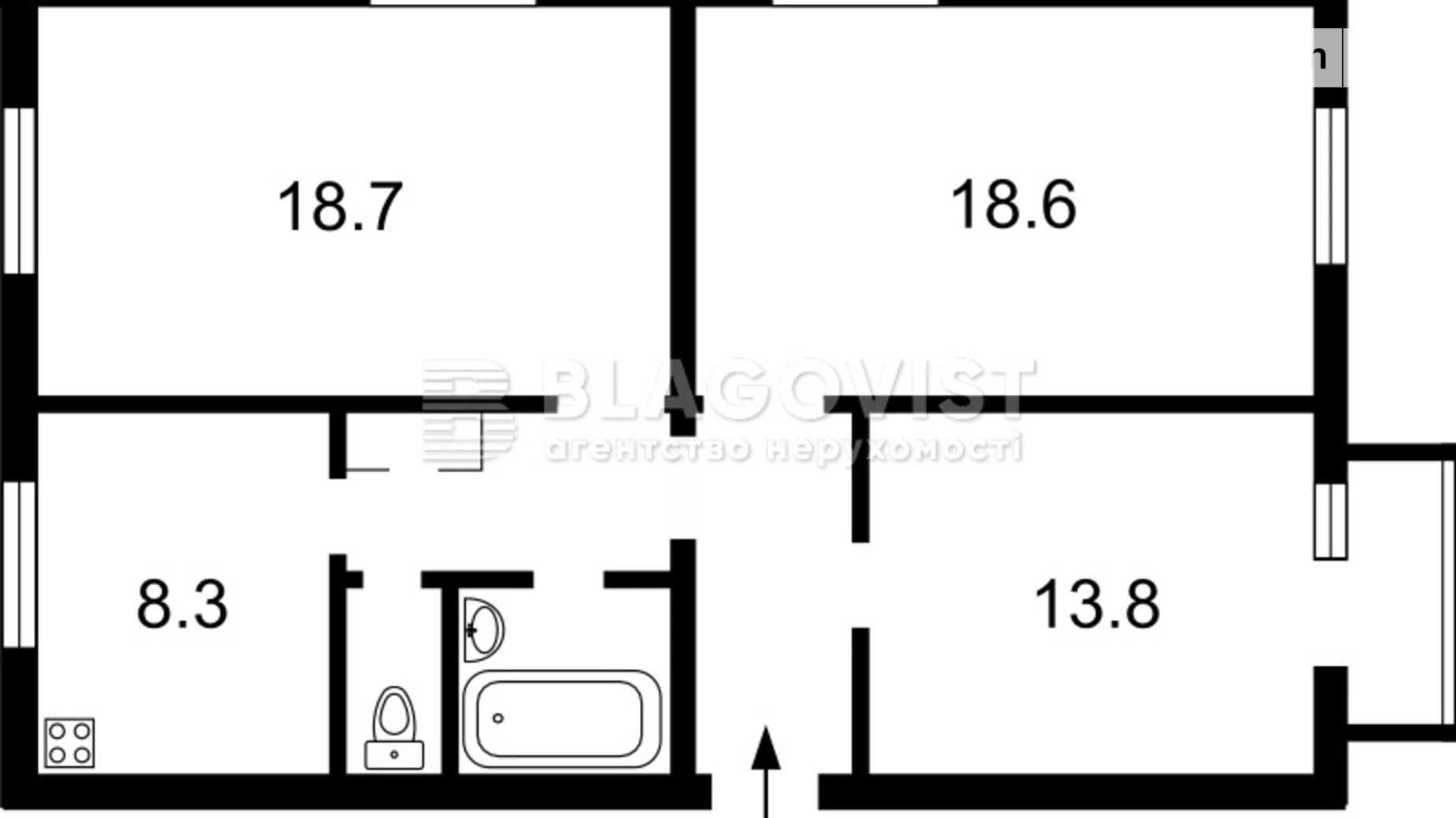 Продается 3-комнатная квартира 75.2 кв. м в Киеве, просп. Науки, 42/1