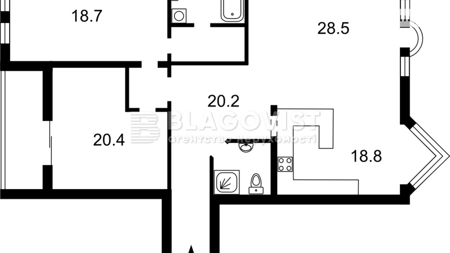 Продается 1-комнатная квартира 121 кв. м в Киеве, ул. Дмитриевская, 52Б