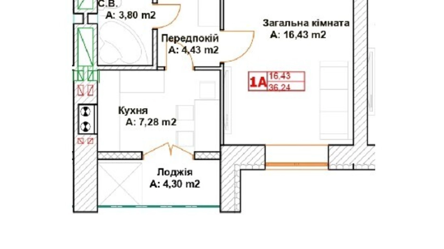 Продається 1-кімнатна квартира 36 кв. м у Бучі, бул. Леоніда Бірюкова