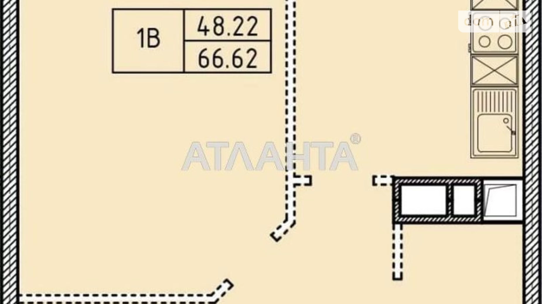 Продається 1-кімнатна квартира 66.7 кв. м у Одесі, просп. Шевченка