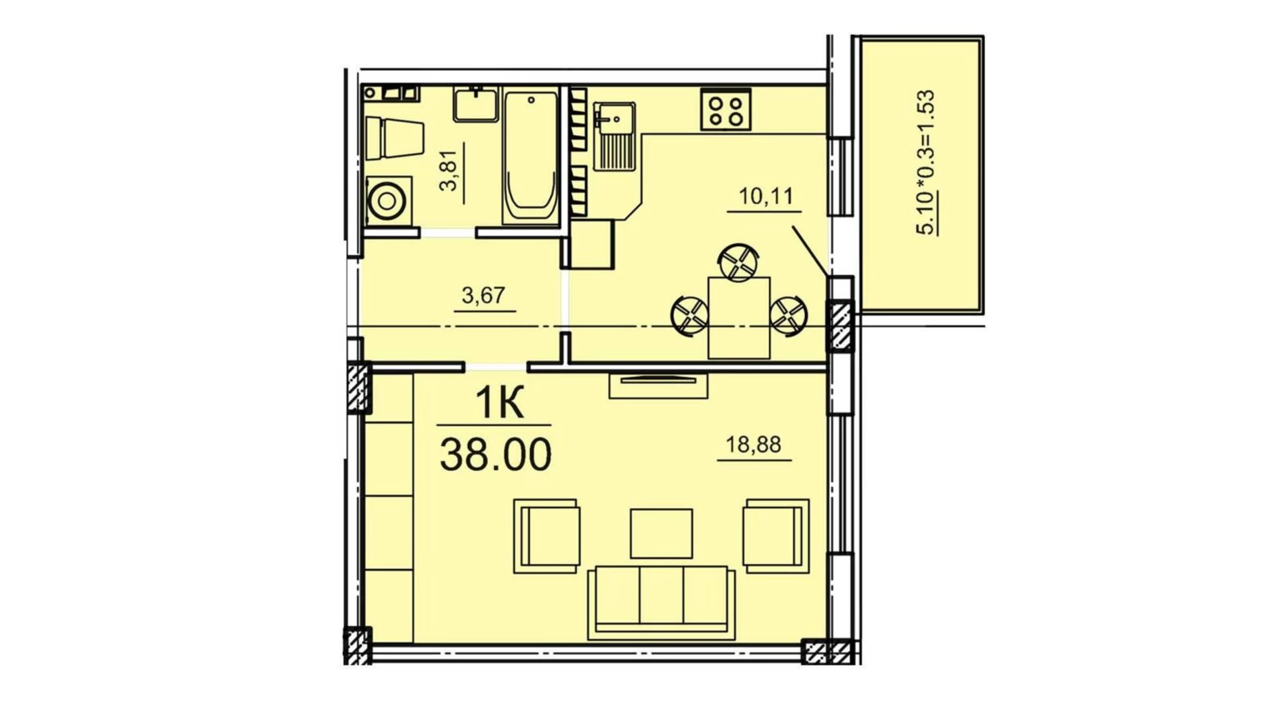 Продается 1-комнатная квартира 38 кв. м в Одессе, пер. Грузовой - фото 3