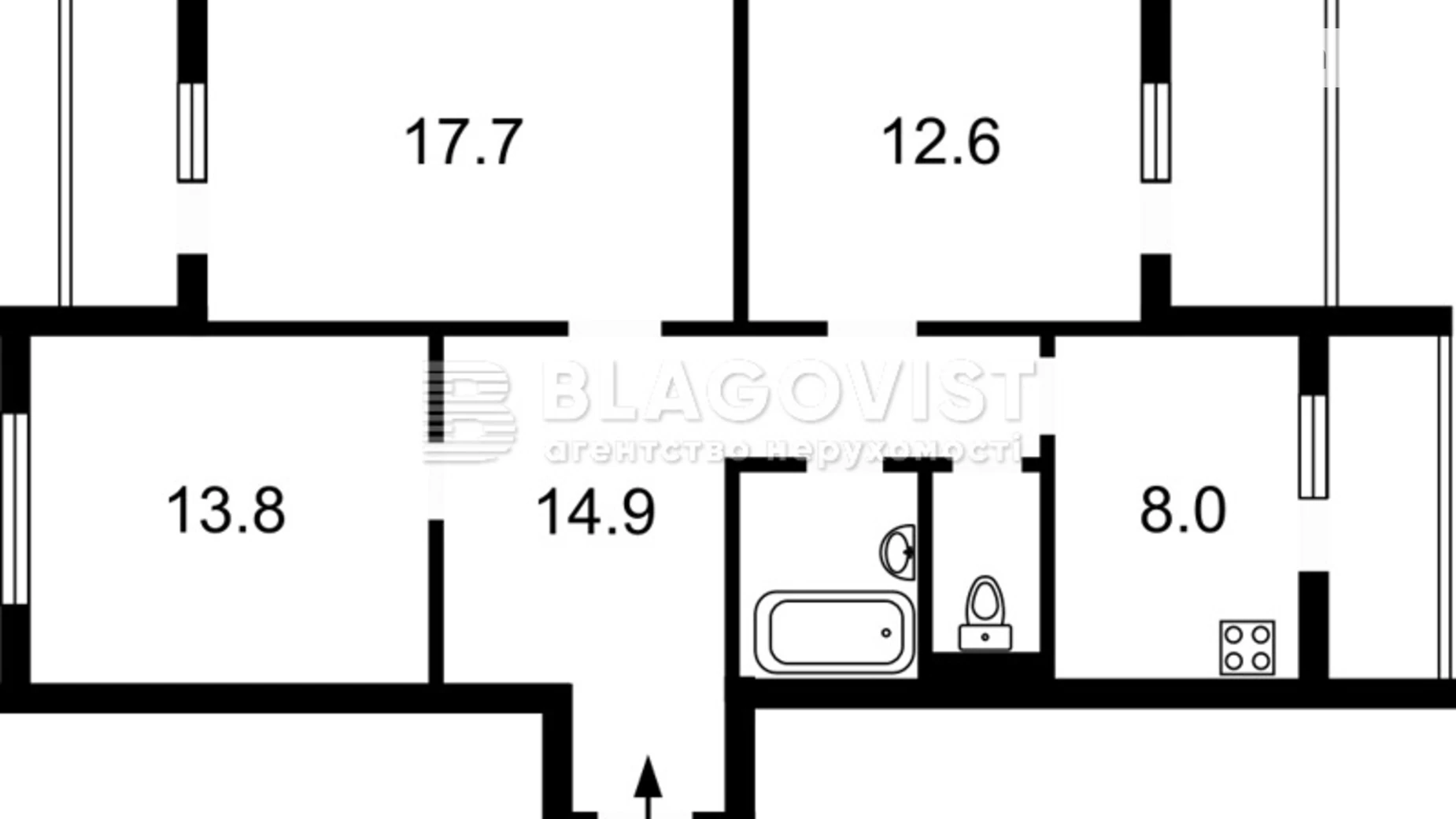 Продается 3-комнатная квартира 78 кв. м в Киеве, ул. Автозаводская, 15А