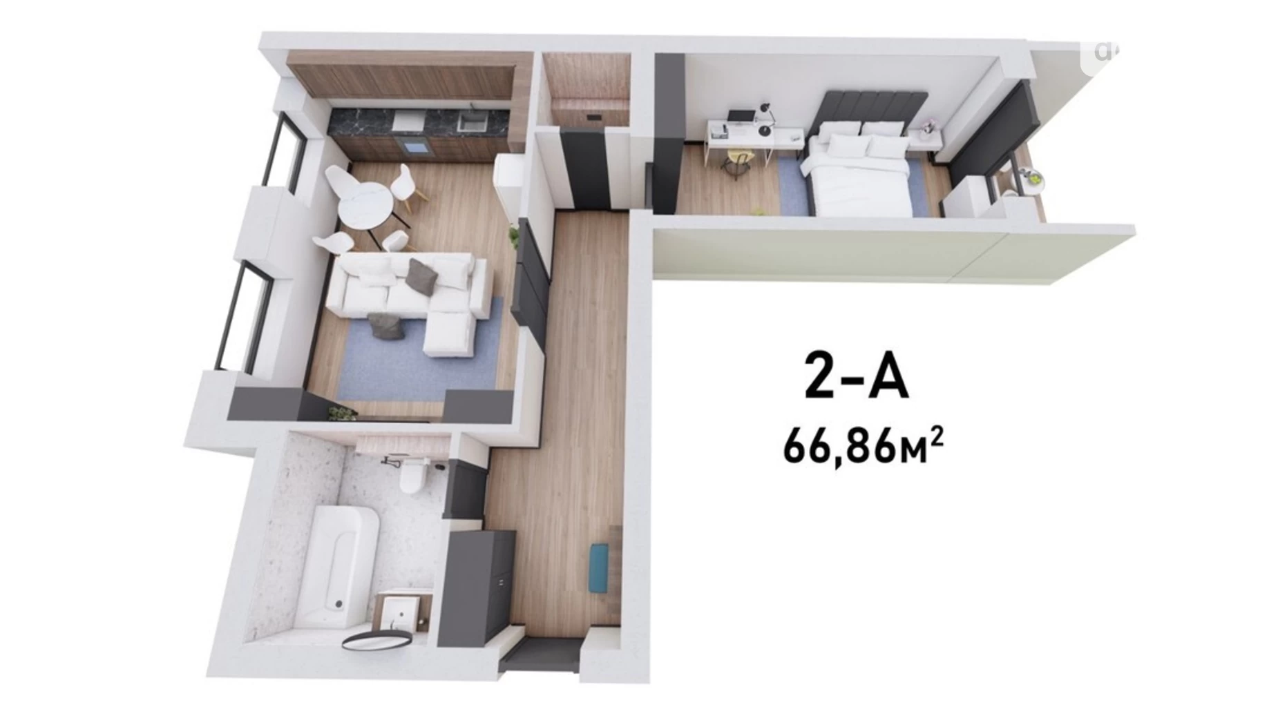 Продається 2-кімнатна квартира 64.5 кв. м у Тарасове, вул. Боголюбська, 116Г