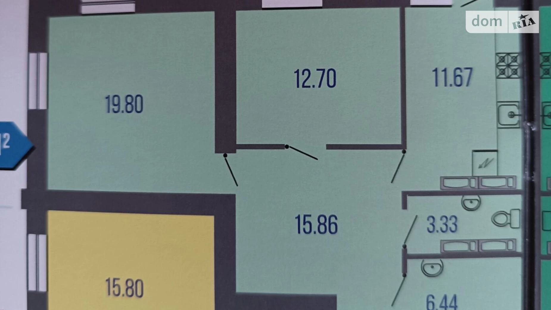 Продается 2-комнатная квартира 76 кв. м в Черкассах, ул. Гоголя, 320 - фото 2