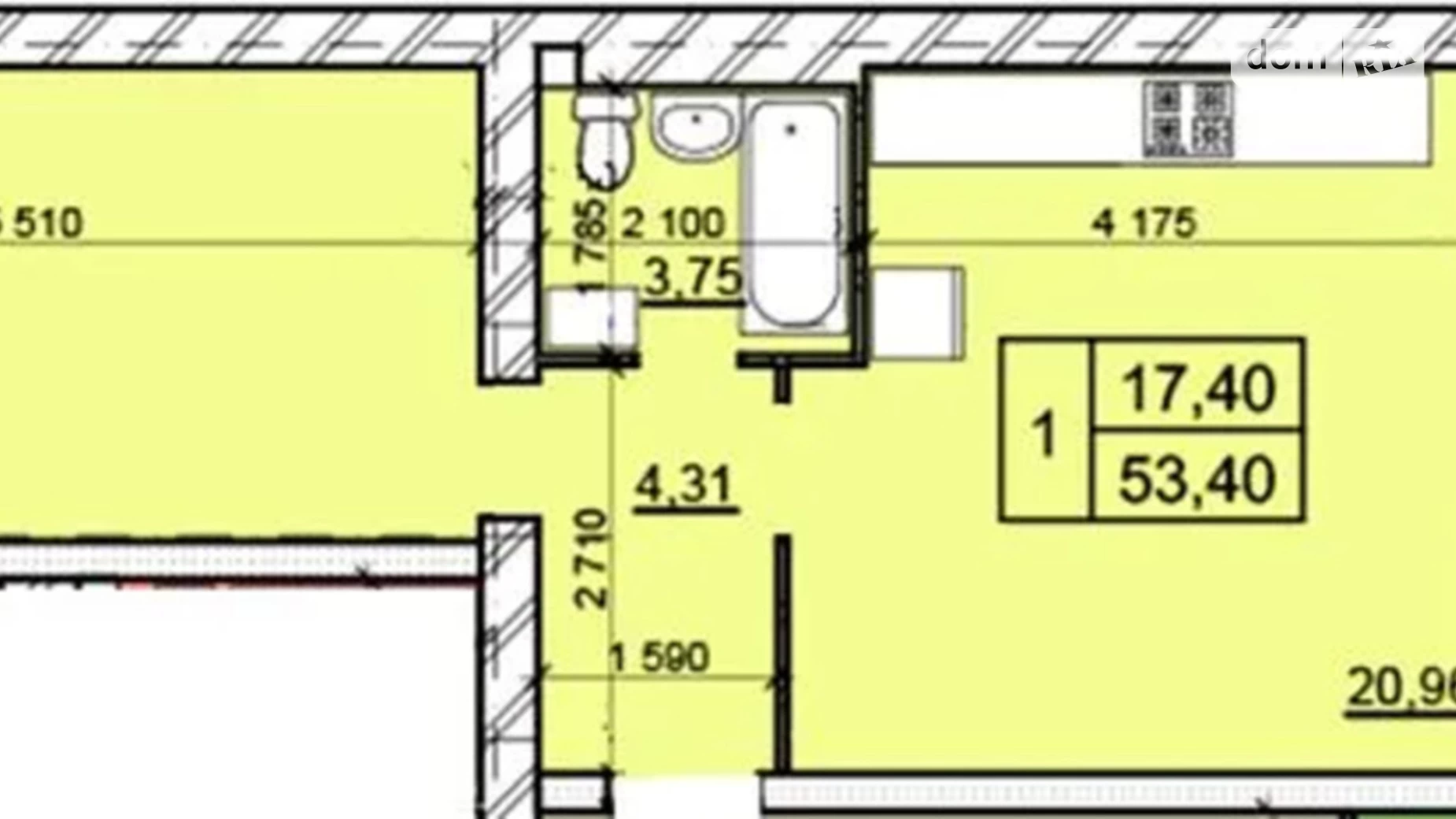 Продается 1-комнатная квартира 53.4 кв. м в Хмельницком, ул. Романа Шухевича(Курчатова)