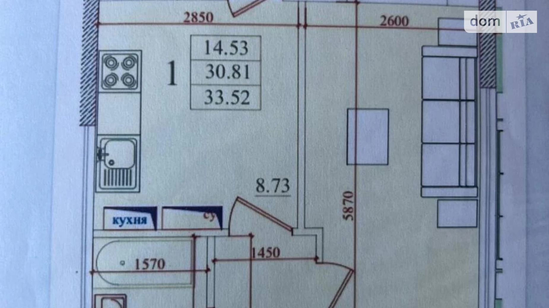 Продается 1-комнатная квартира 34.7 кв. м в Одессе, ул. Жемчужная