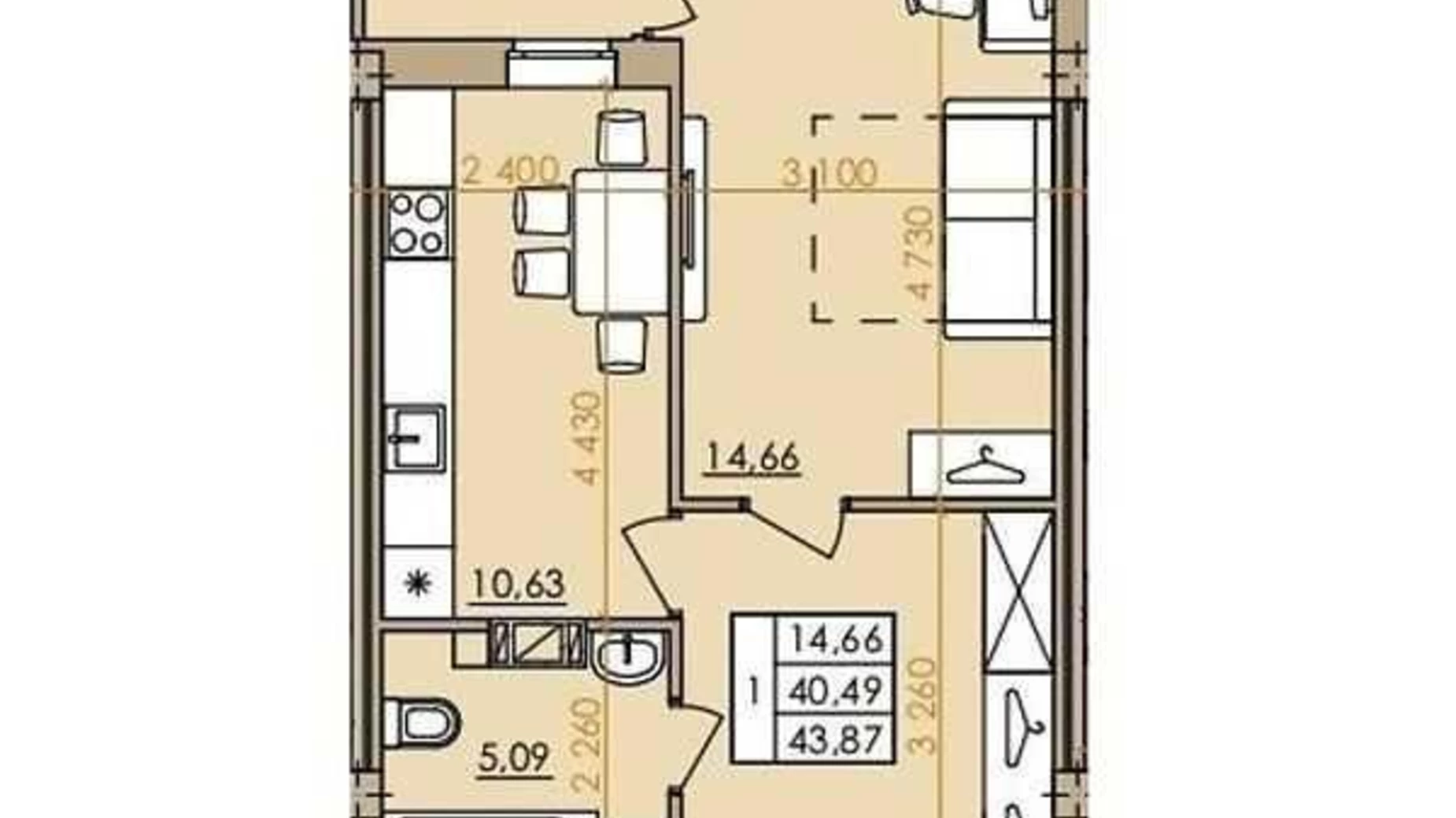 Продается 1-комнатная квартира 44 кв. м в Полтаве, ул. Европейская, 146Е