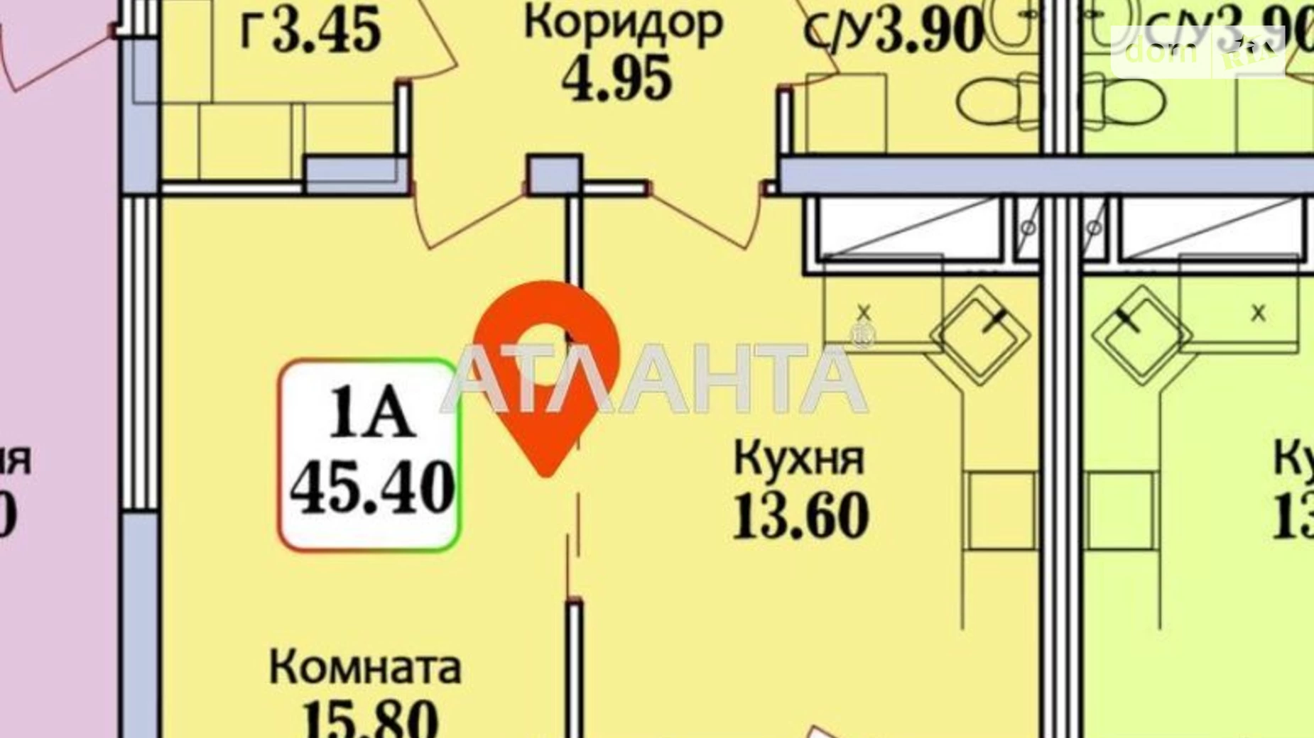 Продається 1-кімнатна квартира 45.4 кв. м у Одесі, вул. Героїв Крут