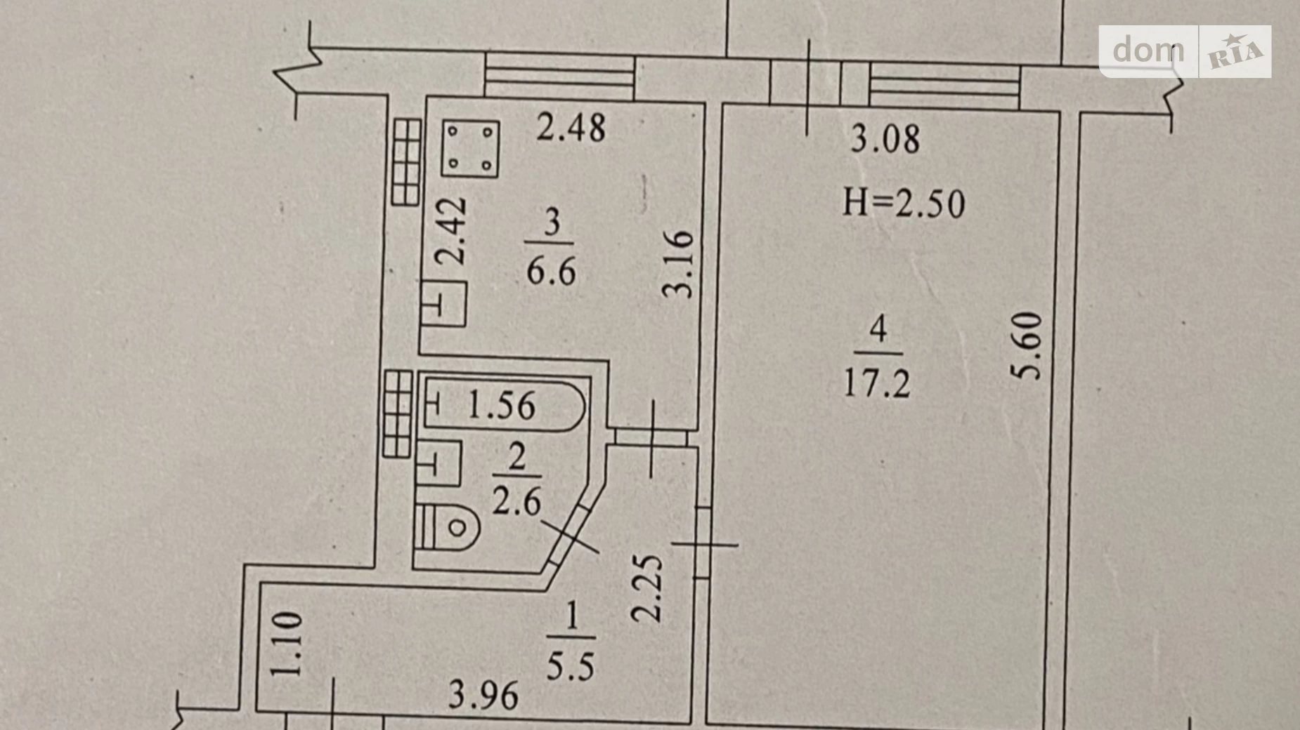 Продається 1-кімнатна квартира 32.6 кв. м у Одесі, вул. Космонавтів