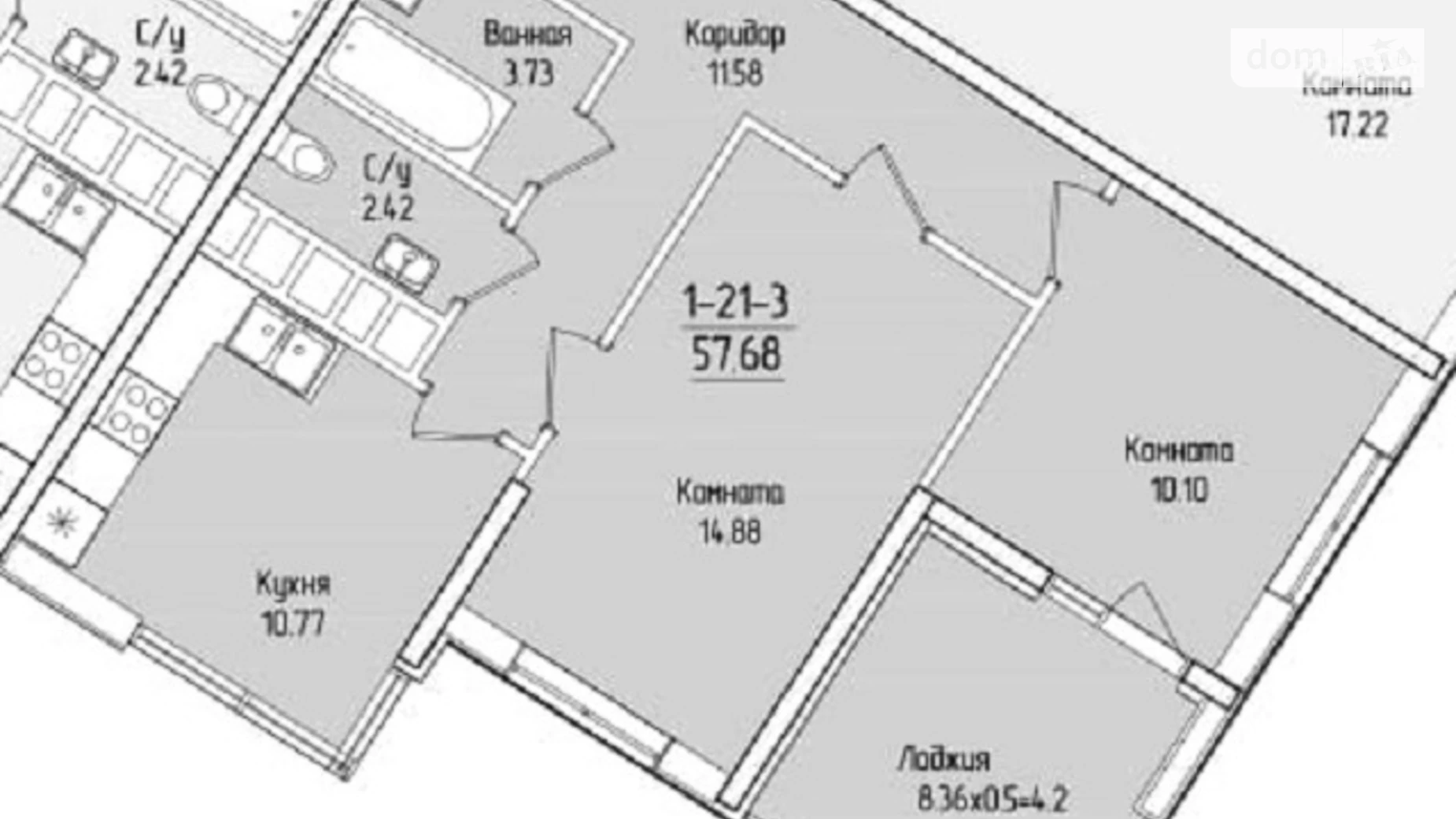 Продается 2-комнатная квартира 57.68 кв. м в Одессе, ул. Краснова, 5