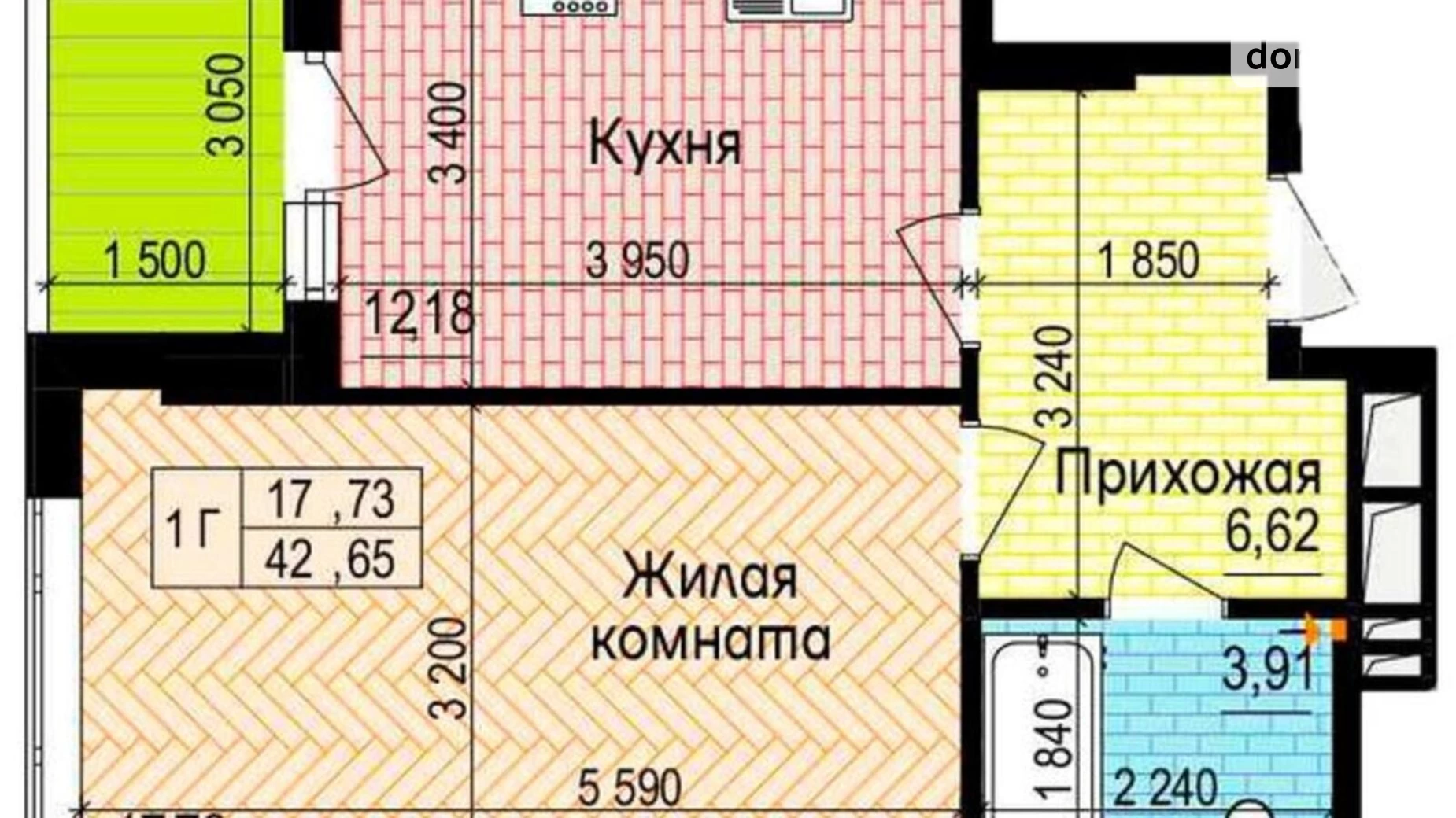Продается 1-комнатная квартира 42 кв. м в Харькове, просп. Льва Ландау