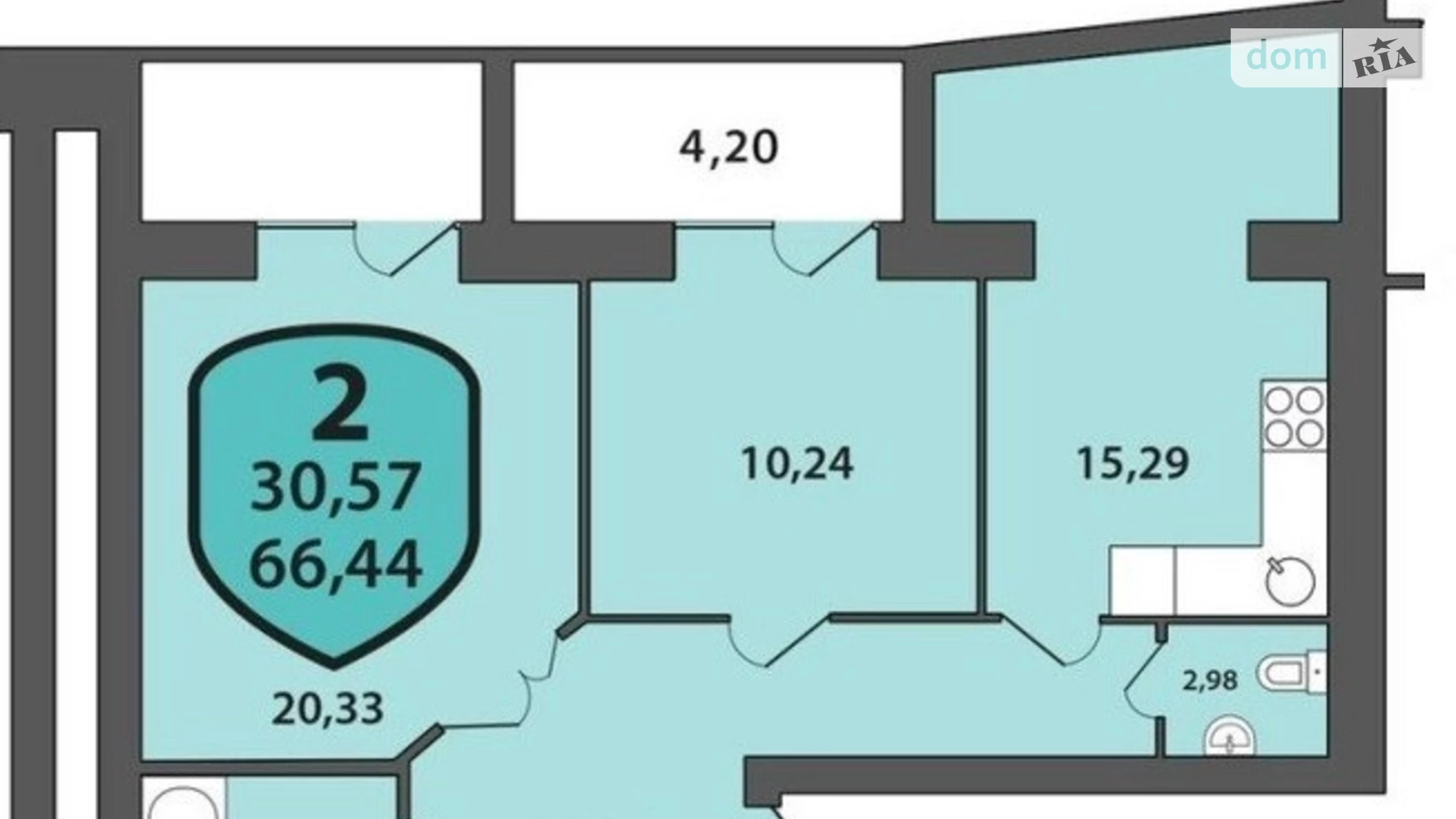 Продается 2-комнатная квартира 66.44 кв. м в Хмельницком - фото 3