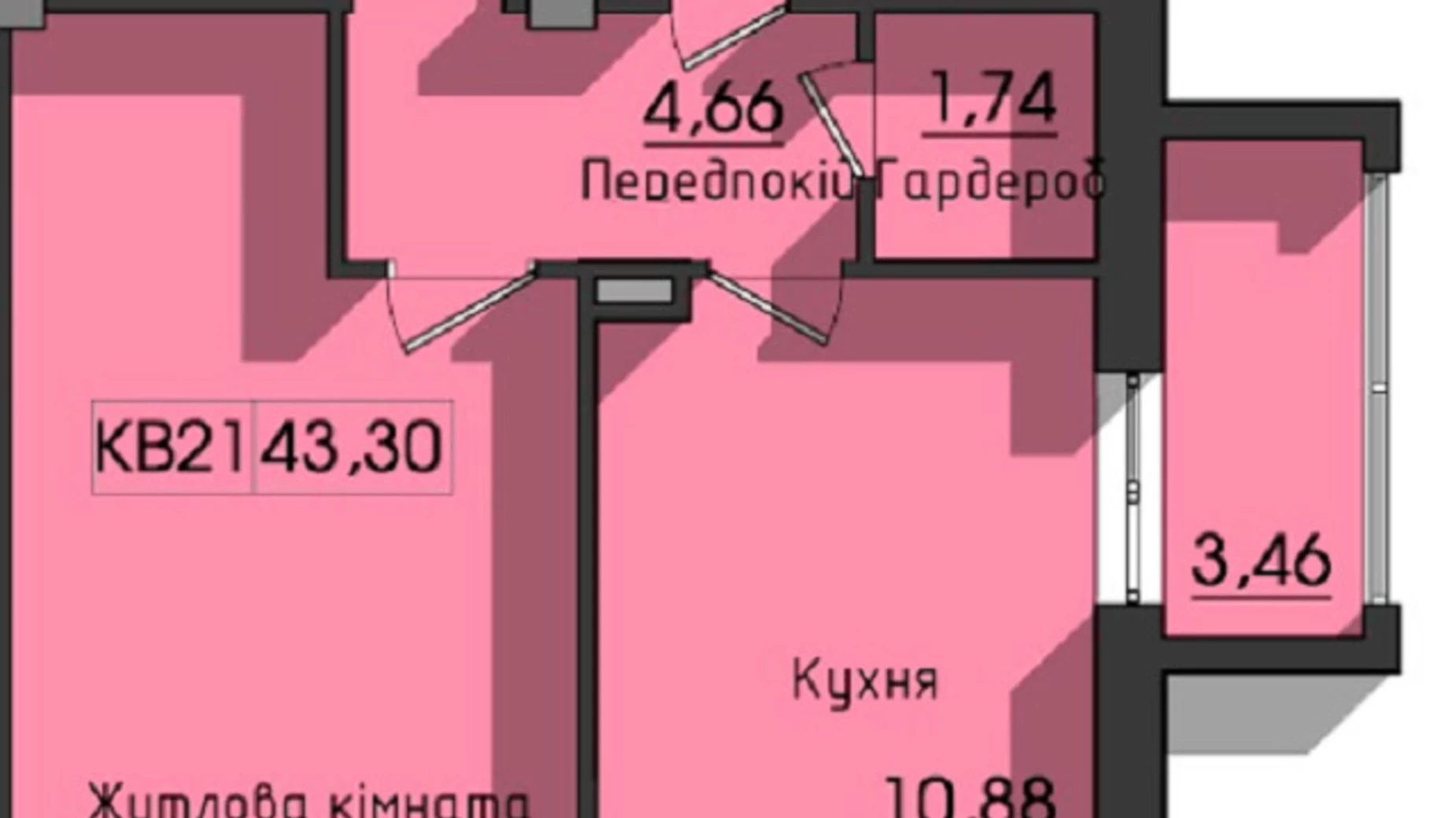 Продається 1-кімнатна квартира 43.13 кв. м у Одесі, вул. Космонавтів