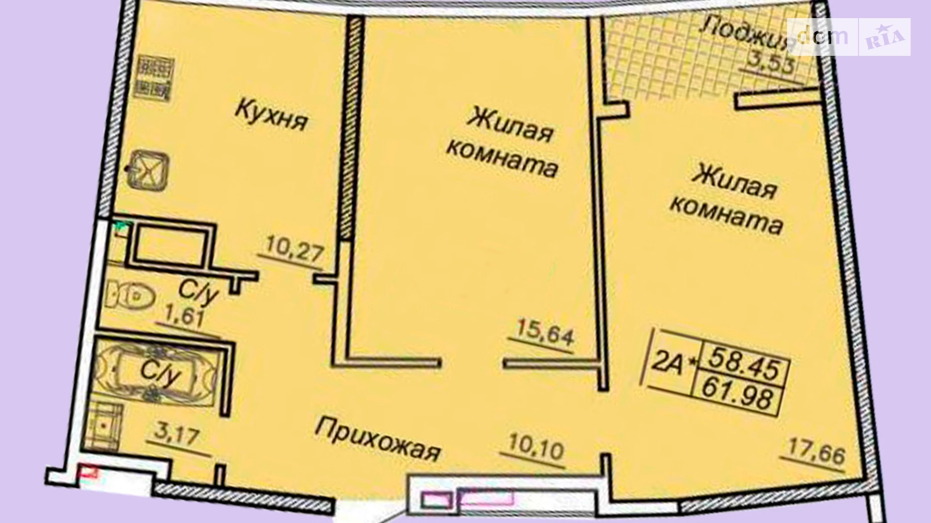 Продається 2-кімнатна квартира 61 кв. м у Одесі, вул. Каманіна, 16А/1