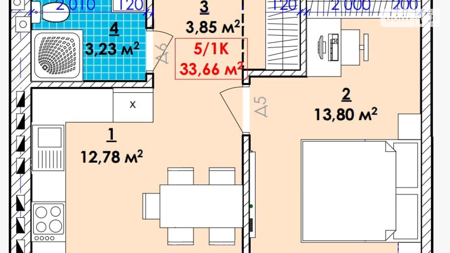 Продается 2-комнатная квартира 61.61 кв. м в Ивано-Франковске, ул. Довбуша