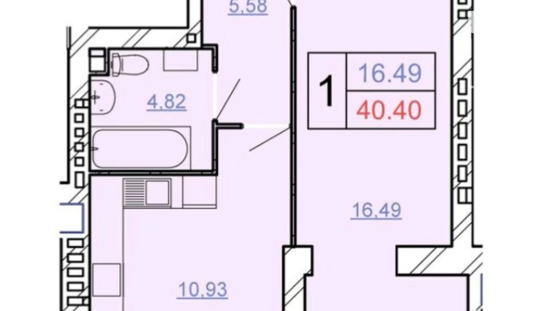 Продається 1-кімнатна квартира 40.4 кв. м у Хмельницькому, Вінницьке шосе