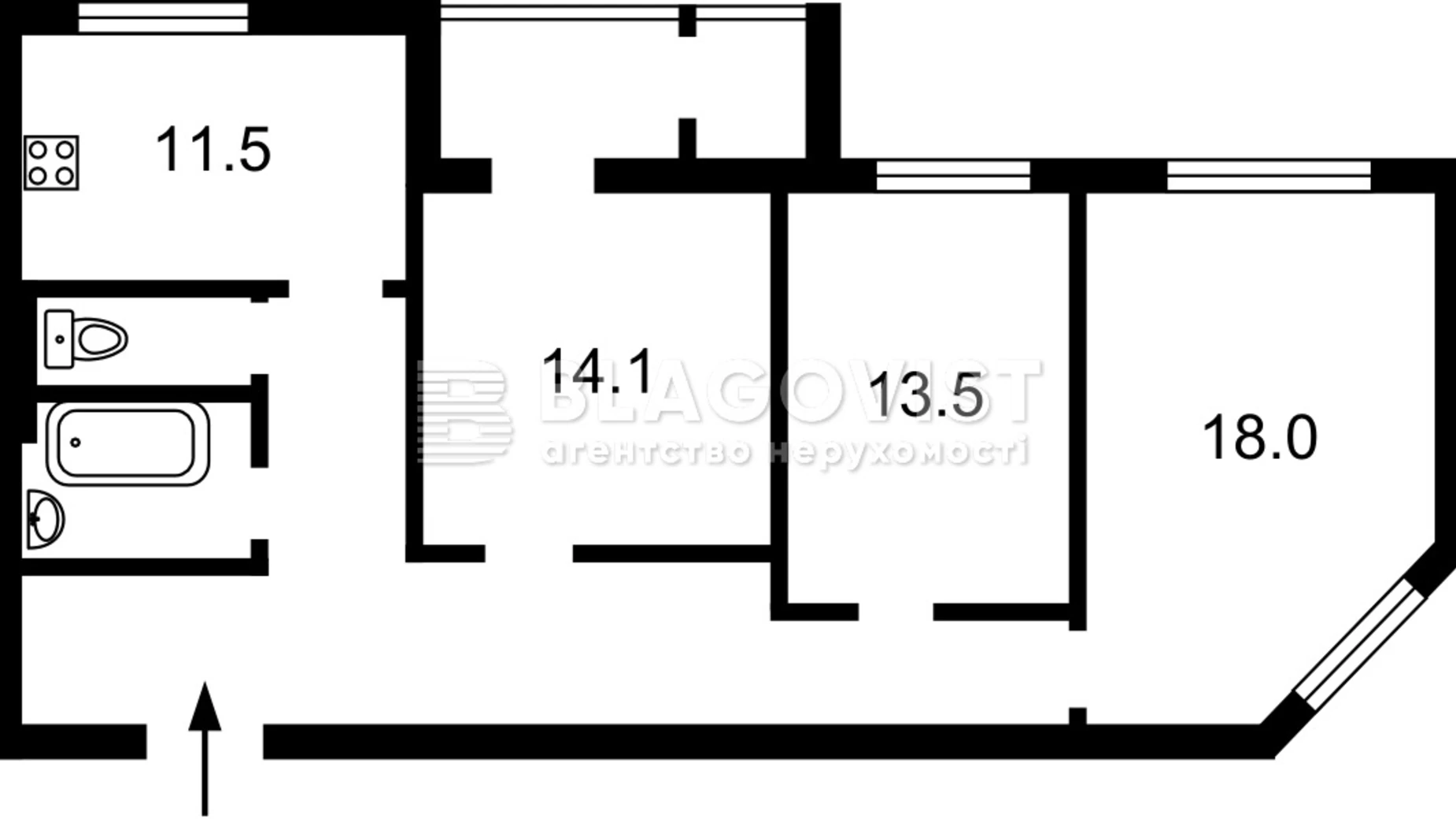 Продається 3-кімнатна квартира 89 кв. м у Києві, вул. Гарматна, 38Б