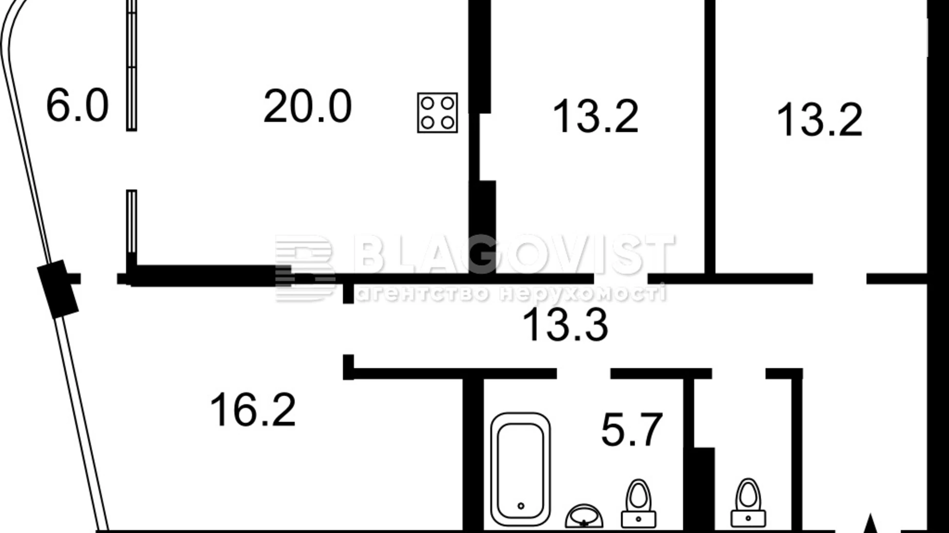 Продается 3-комнатная квартира 90 кв. м в Киеве, ул. Причальная, 12