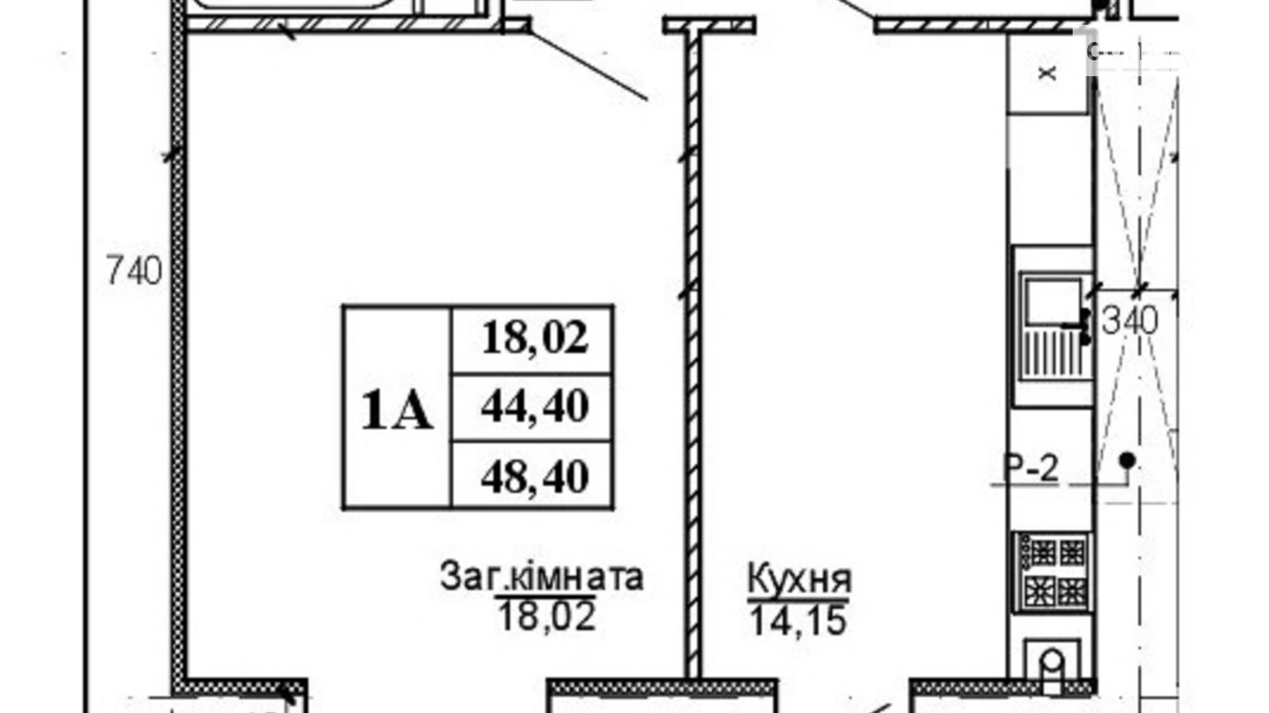 Продается 1-комнатная квартира 49 кв. м в Полтаве