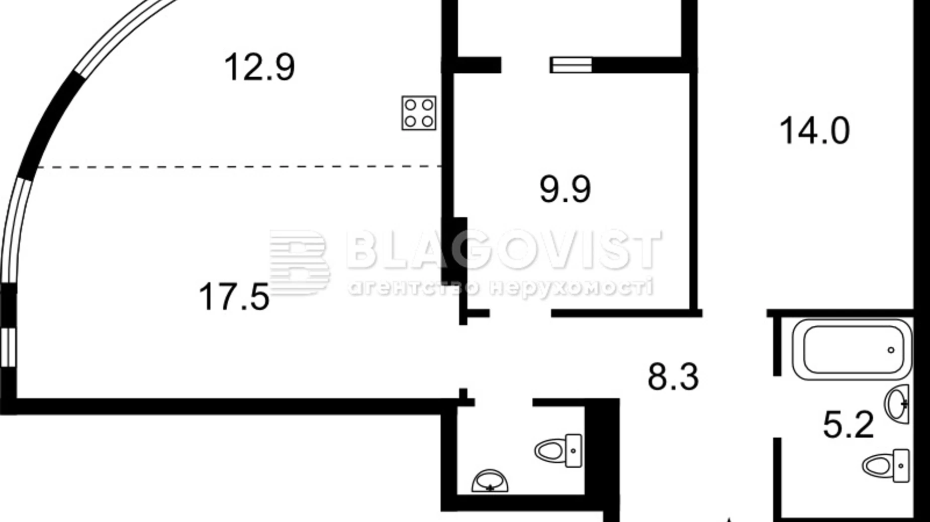 Продается 2-комнатная квартира 72 кв. м в Киеве, ул. Теремковская, 4А