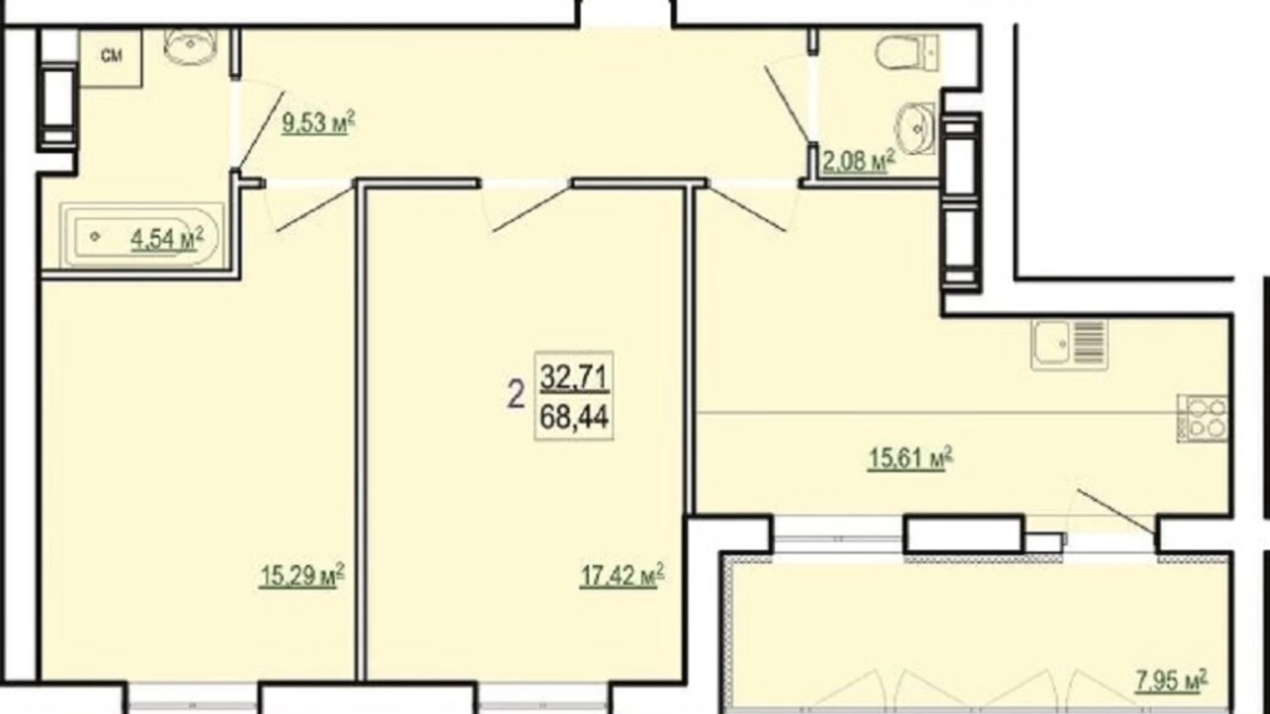 Продается 2-комнатная квартира 68.44 кв. м в Харькове, ул. Полтавский Шлях, 186