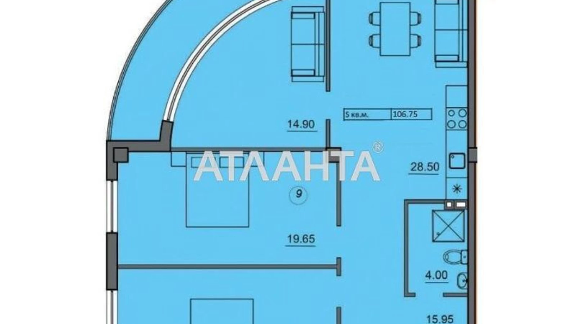 Продается 3-комнатная квартира 106.75 кв. м в Одессе, бул. Лидерсовский