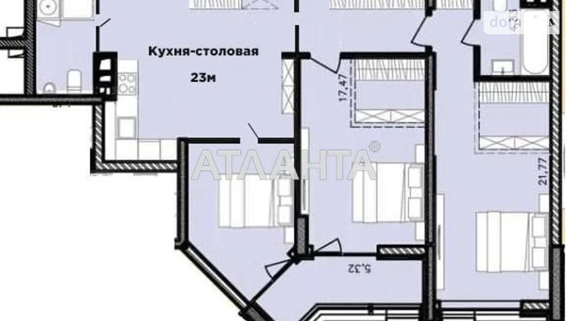 Продається 3-кімнатна квартира 92.47 кв. м у Одесі, вул. Івана Франка