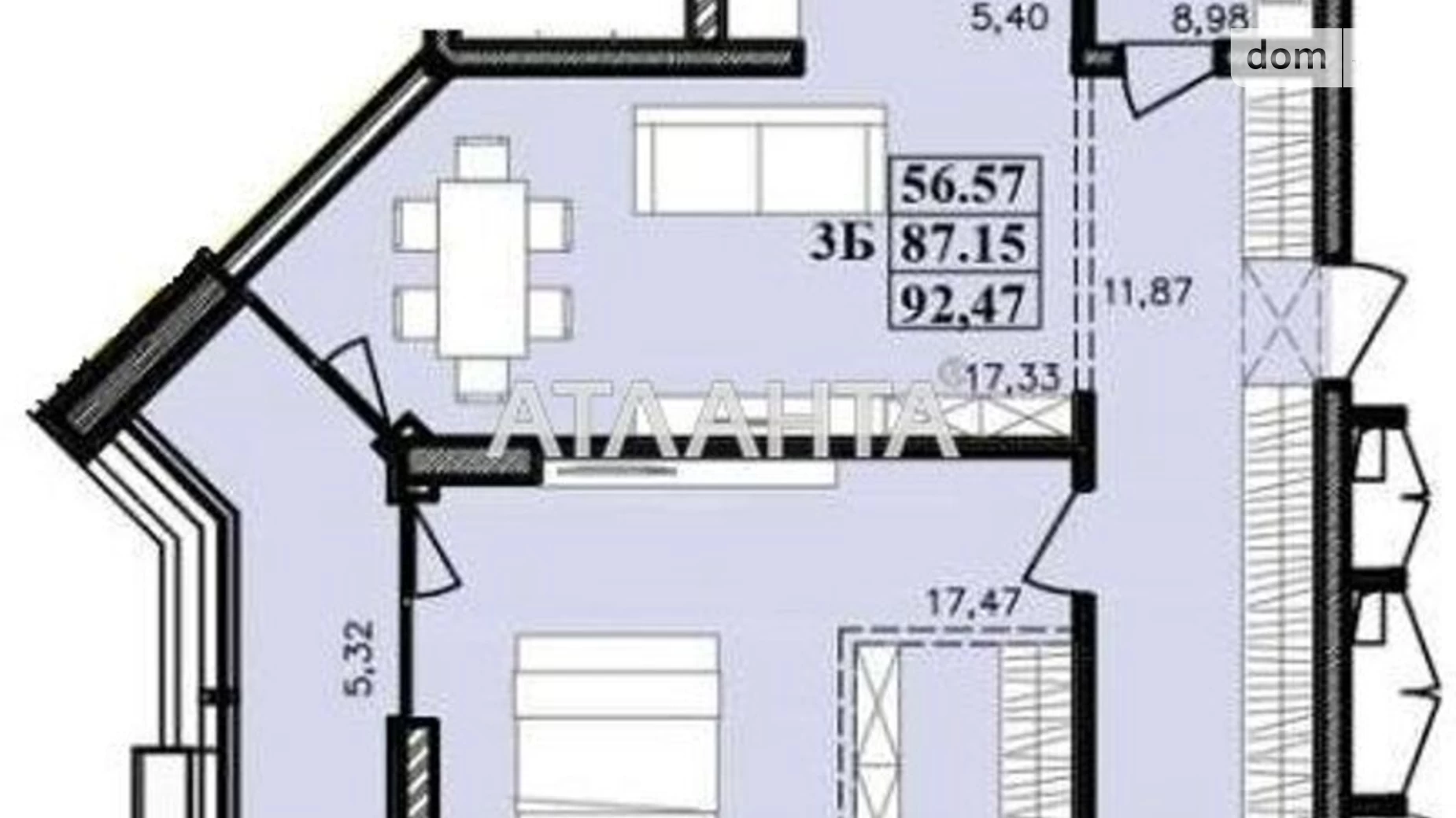 Продається 3-кімнатна квартира 92.47 кв. м у Одесі, вул. Івана Франка