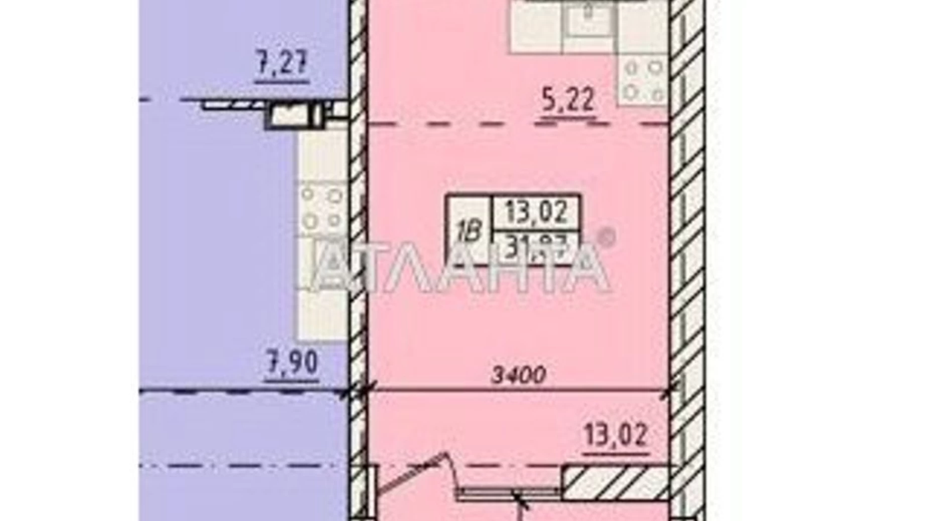 Продается 1-комнатная квартира 31.87 кв. м в Одессе, ул. Пестеля