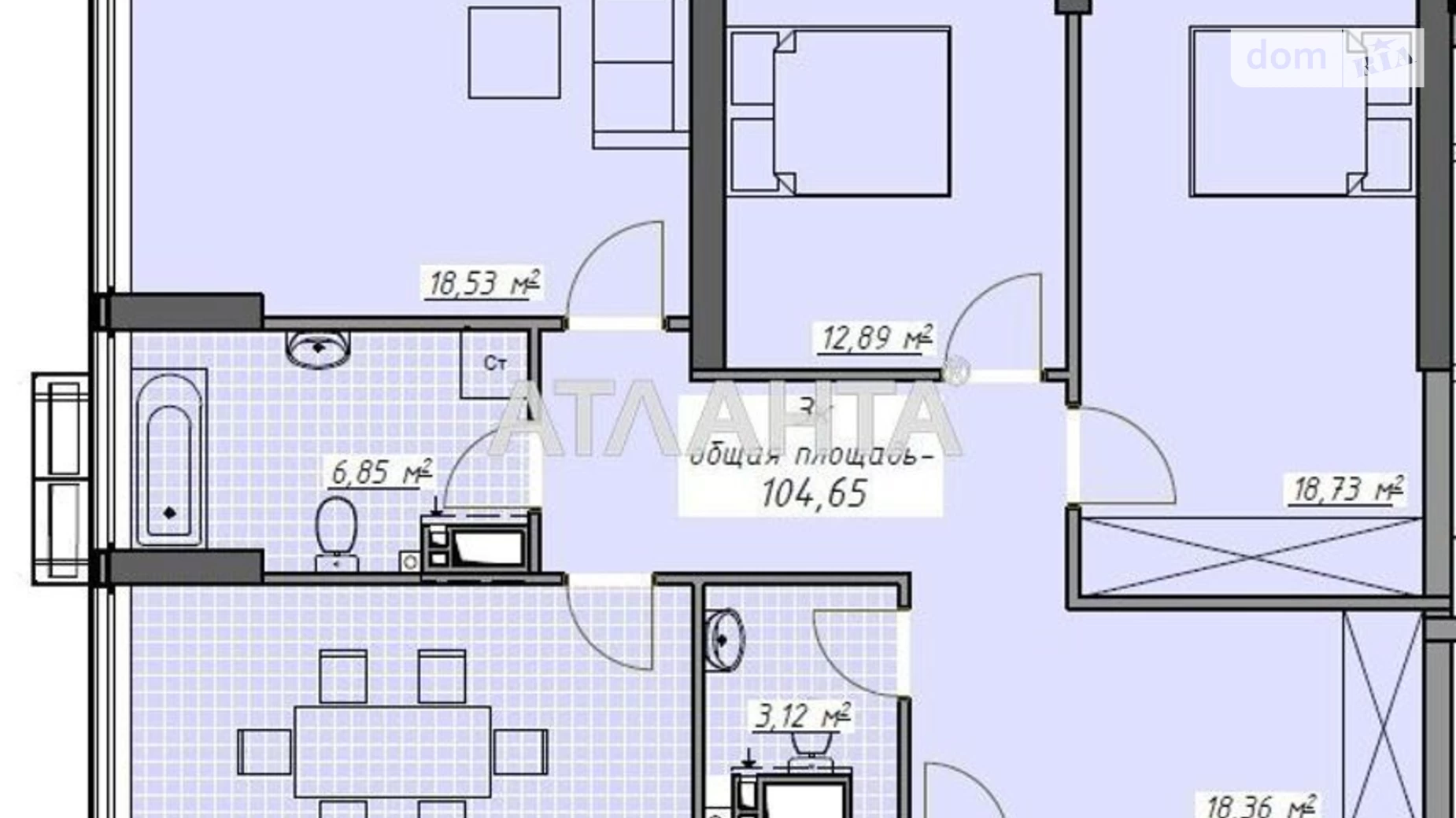 Продается 3-комнатная квартира 104.89 кв. м в Одессе, пер. Курортный