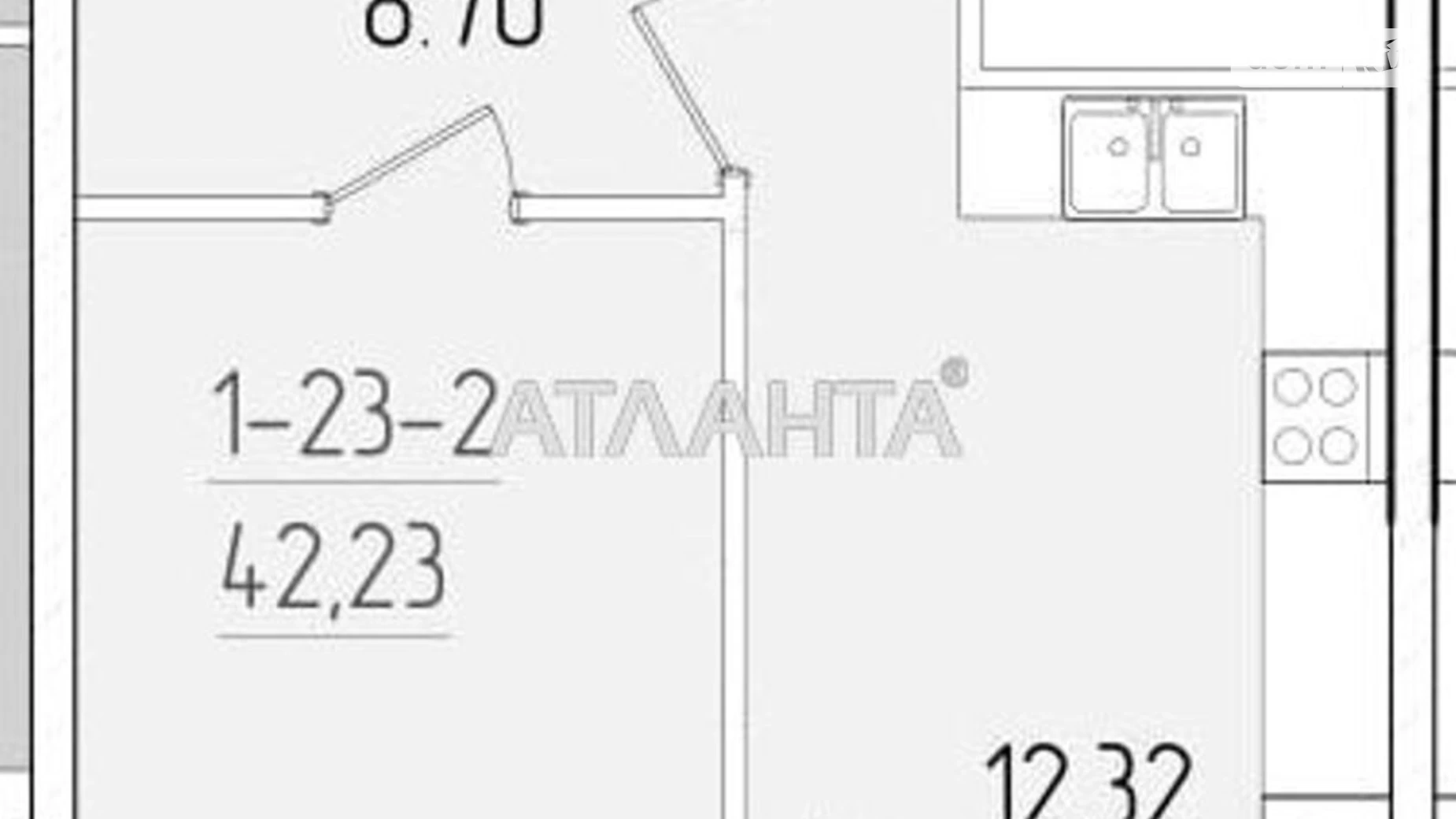 Продается 1-комнатная квартира 42.23 кв. м в Одессе, ул. Краснова - фото 2