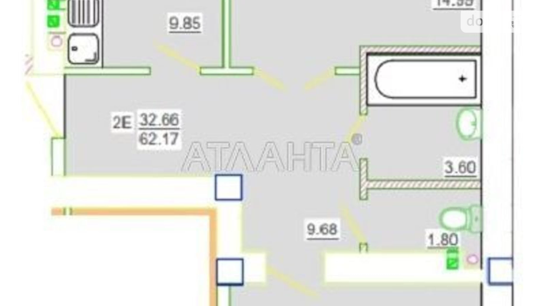 Продається 2-кімнатна квартира 61 кв. м у Одесі, вул. Генерала Цвєтаєва, 11