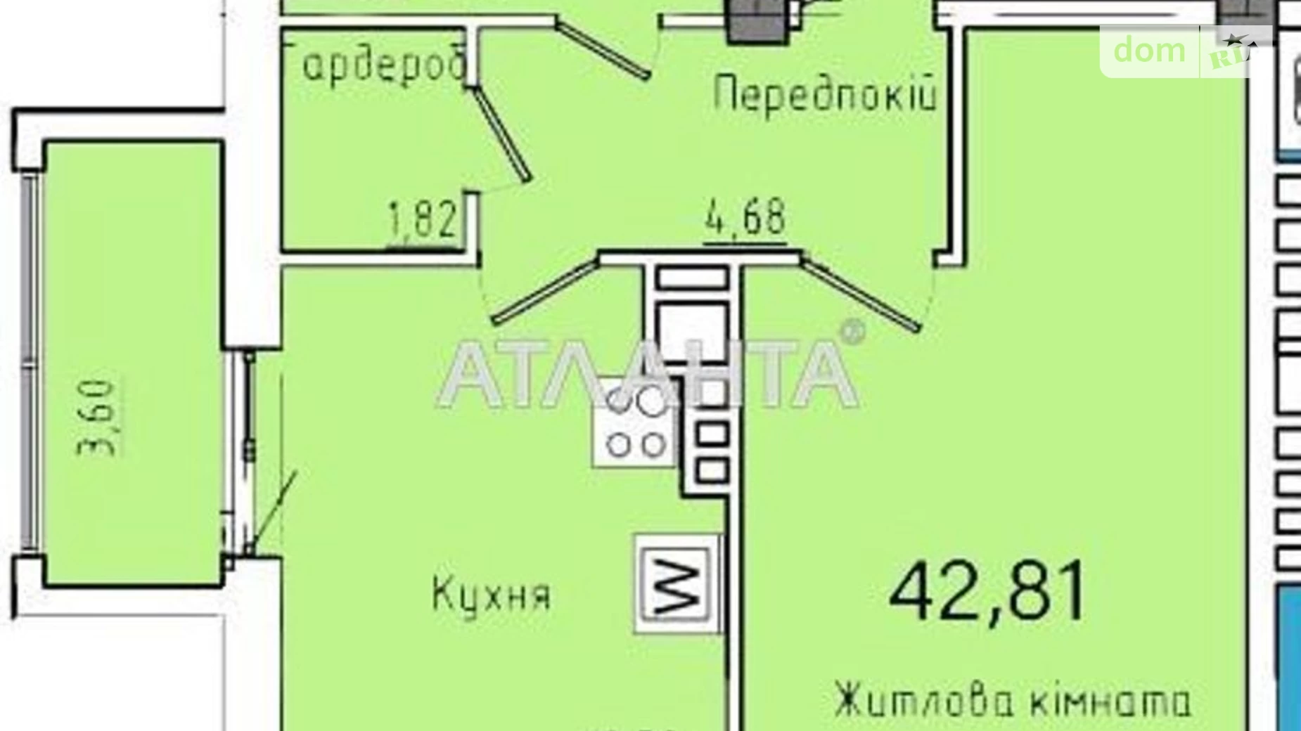 Продается 1-комнатная квартира 42.76 кв. м в Одессе, ул. Космонавтов - фото 2