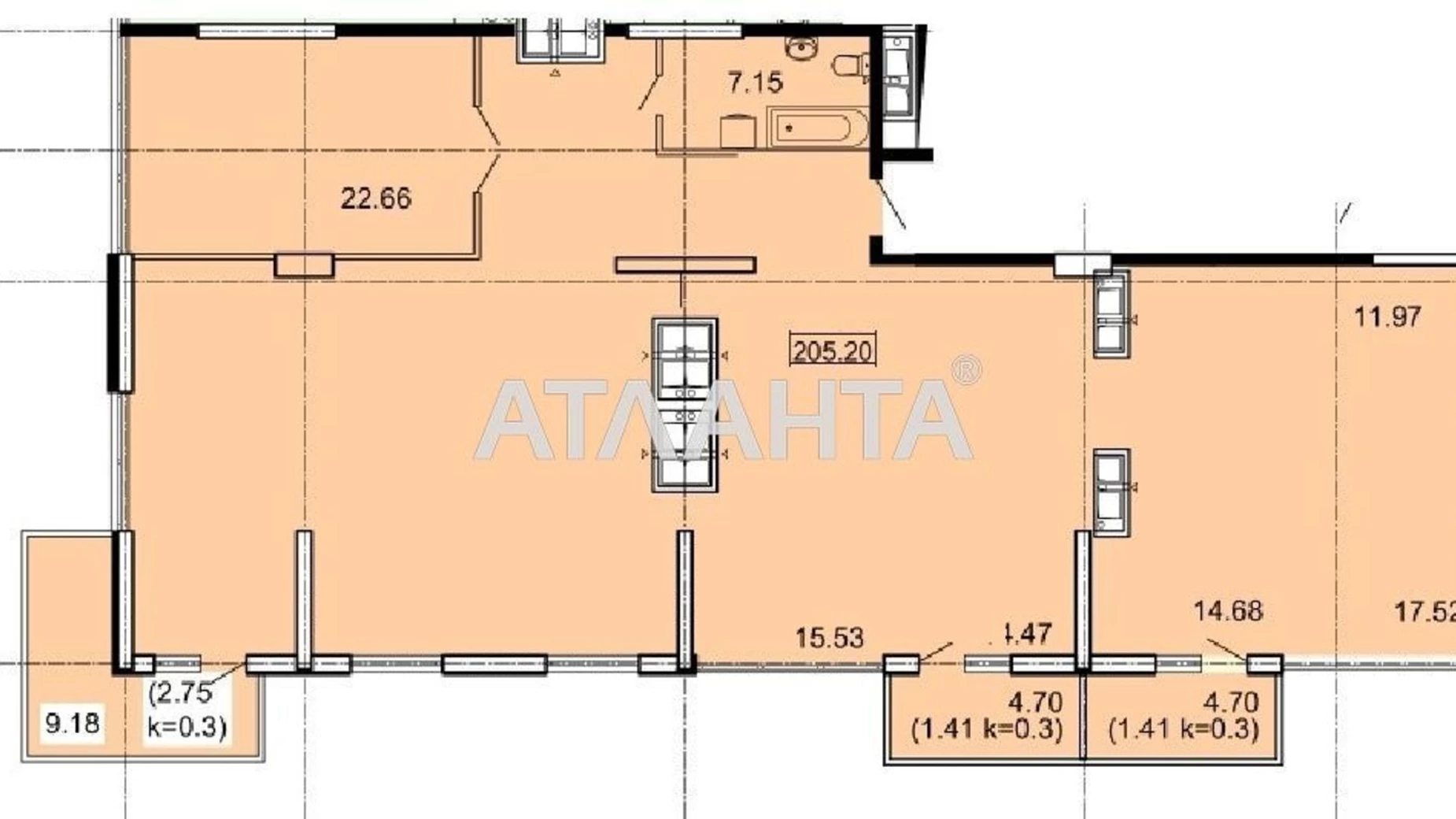 Продається 4-кімнатна квартира 210.77 кв. м у Одесі, пров. Тополиний