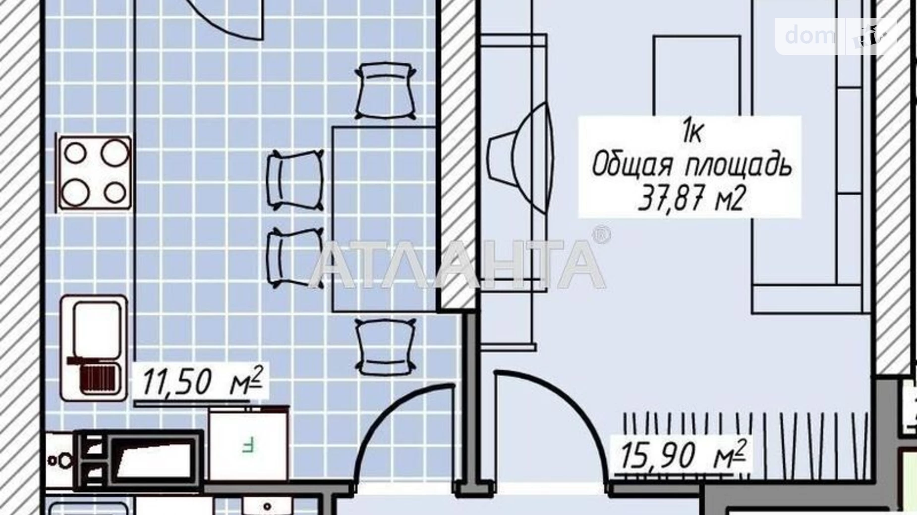 Продается 1-комнатная квартира 38 кв. м в Одессе, пер. Курортный, 1А - фото 4