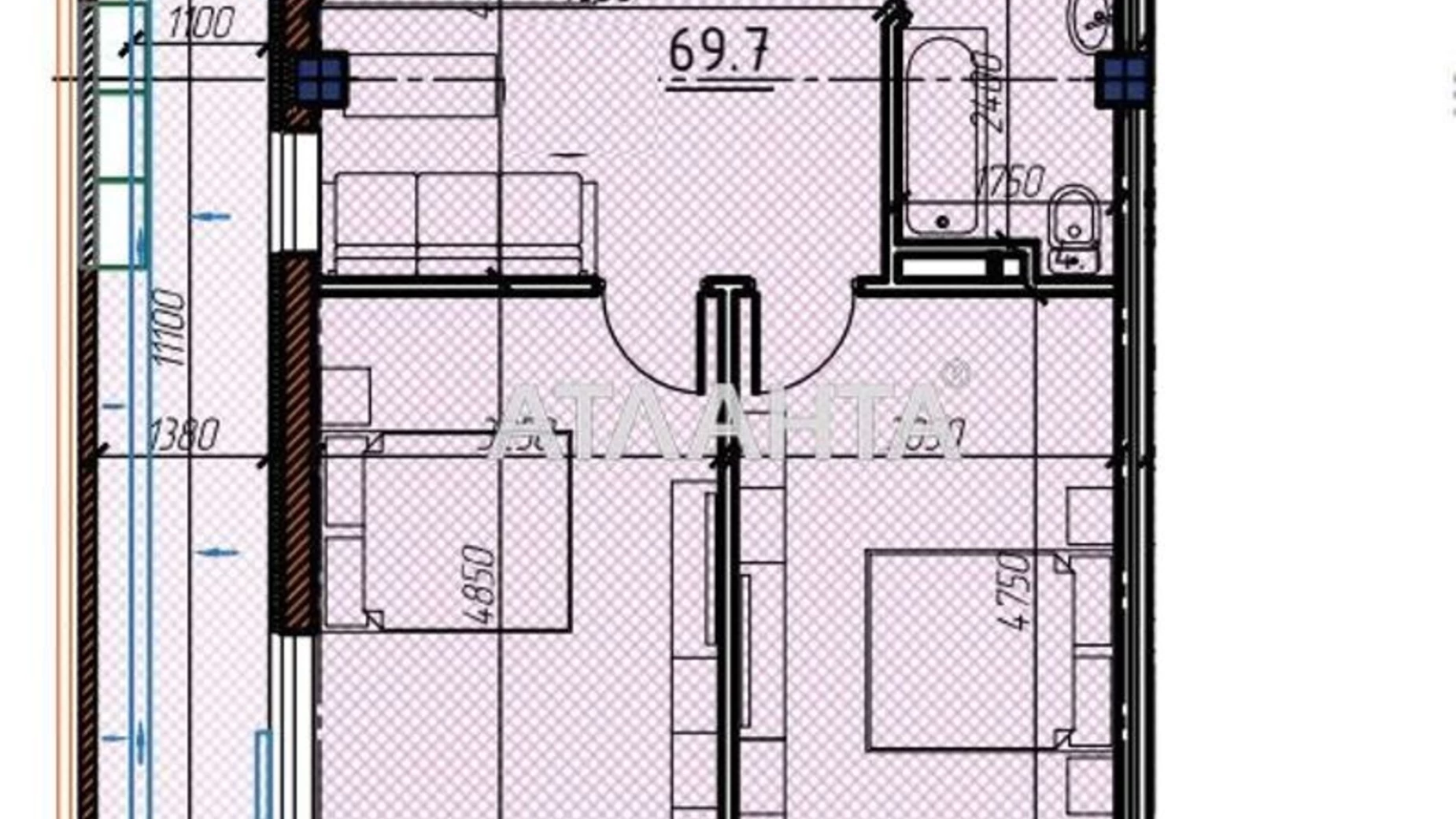 Продається 2-кімнатна квартира 75.4 кв. м у Одесі, вул. Кузнечна