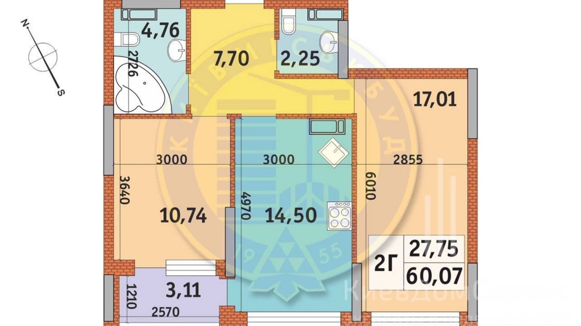 Продается 2-комнатная квартира 60 кв. м в Киеве, ул. Причальная, 11 - фото 3