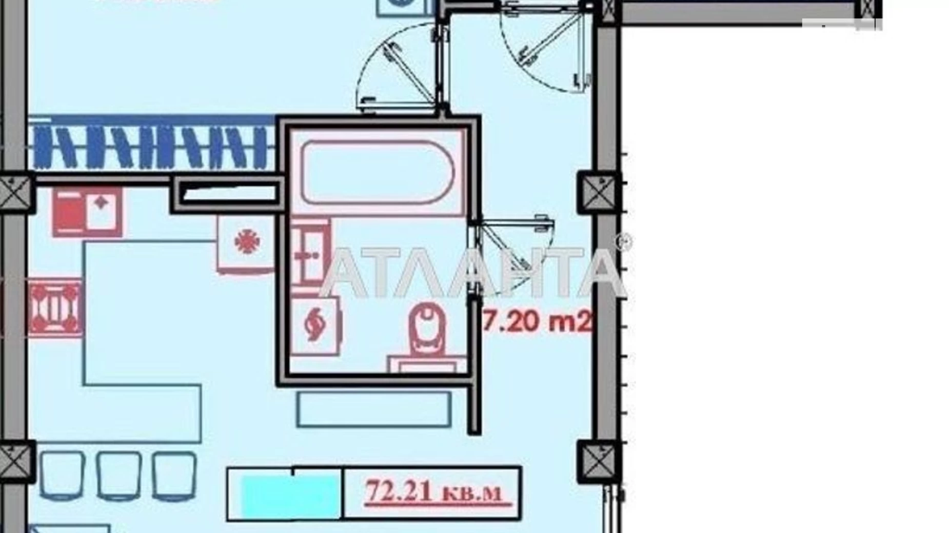 Продається 2-кімнатна квартира 76.4 кв. м у Одесі, пров. Розовий