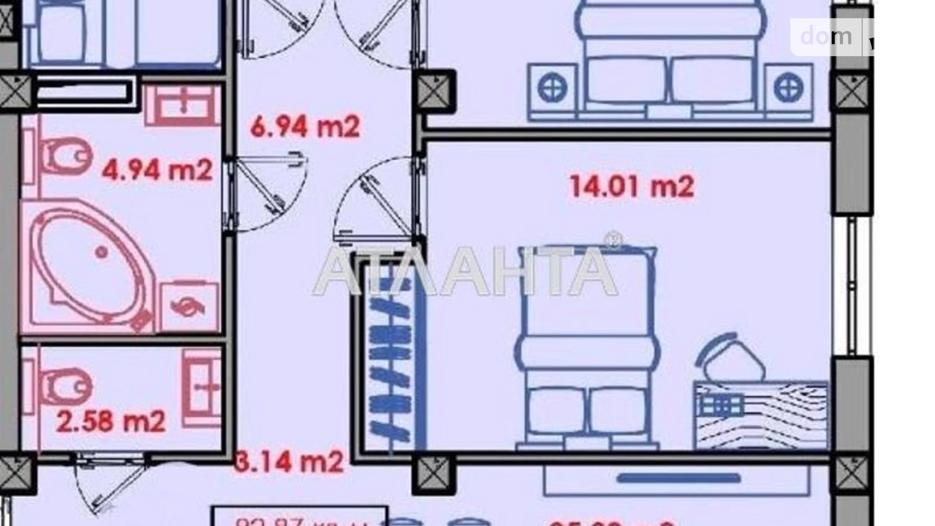 Продається 3-кімнатна квартира 98.6 кв. м у Одесі, пров. Розовий