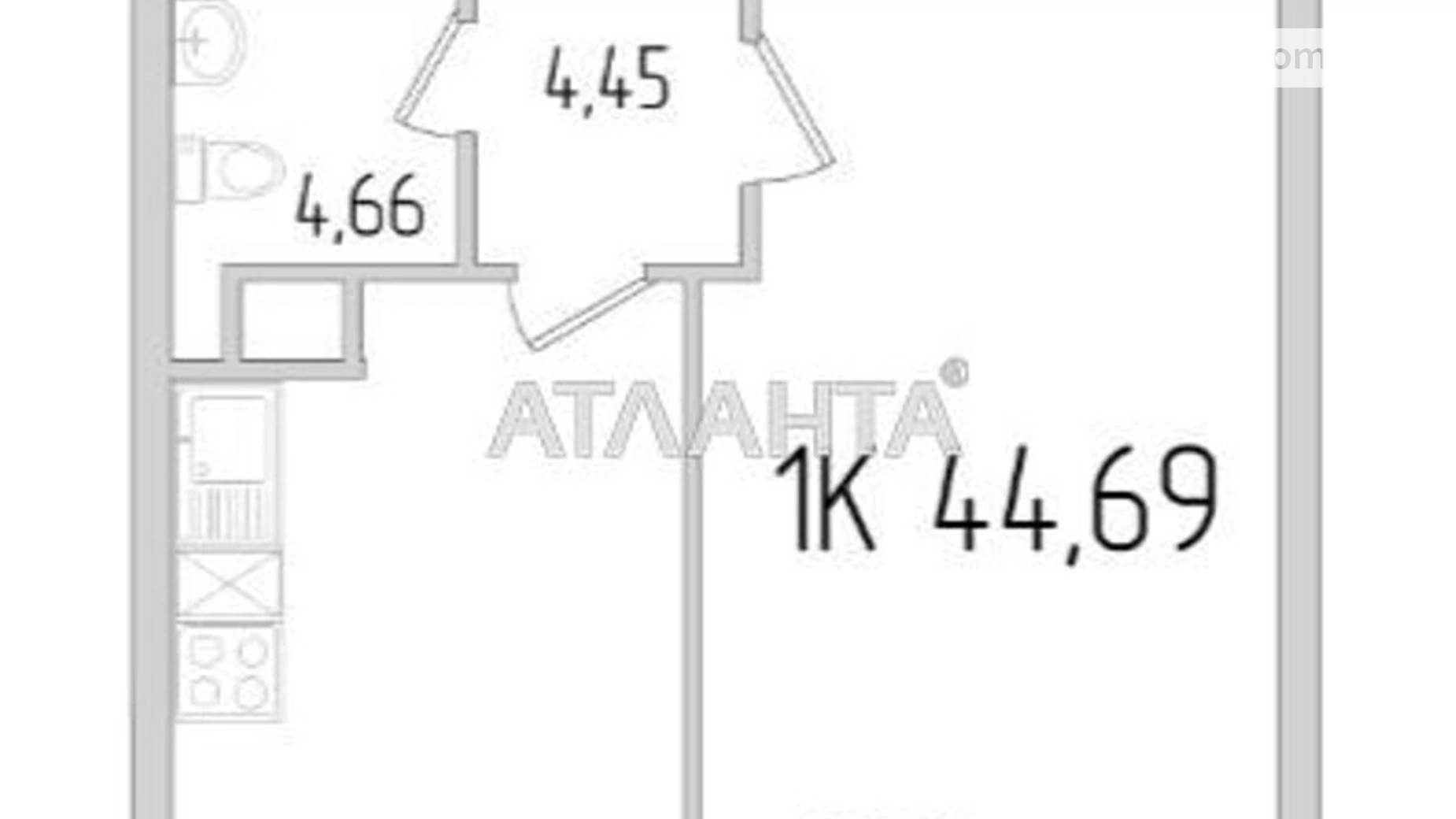 Продается 1-комнатная квартира 45 кв. м в Крыжановка - фото 2