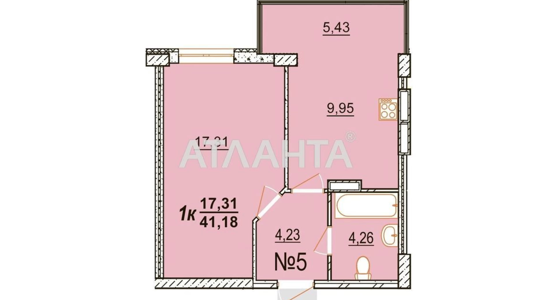 Продається 1-кімнатна квартира 42.4 кв. м у Крижанівка, вул. Генерала Бочарова - фото 2