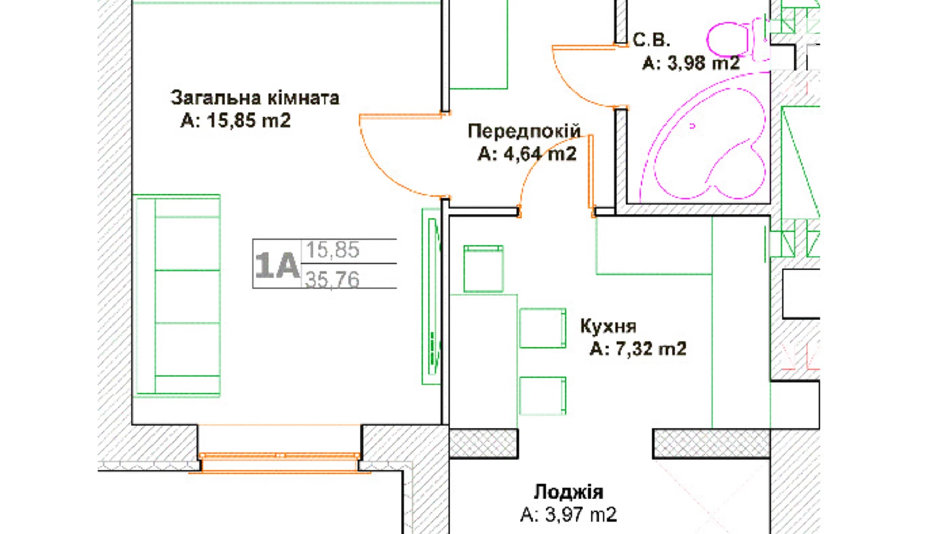 Продается 1-комнатная квартира 35.76 кв. м в Ирпене, ул. Григория Сковороды