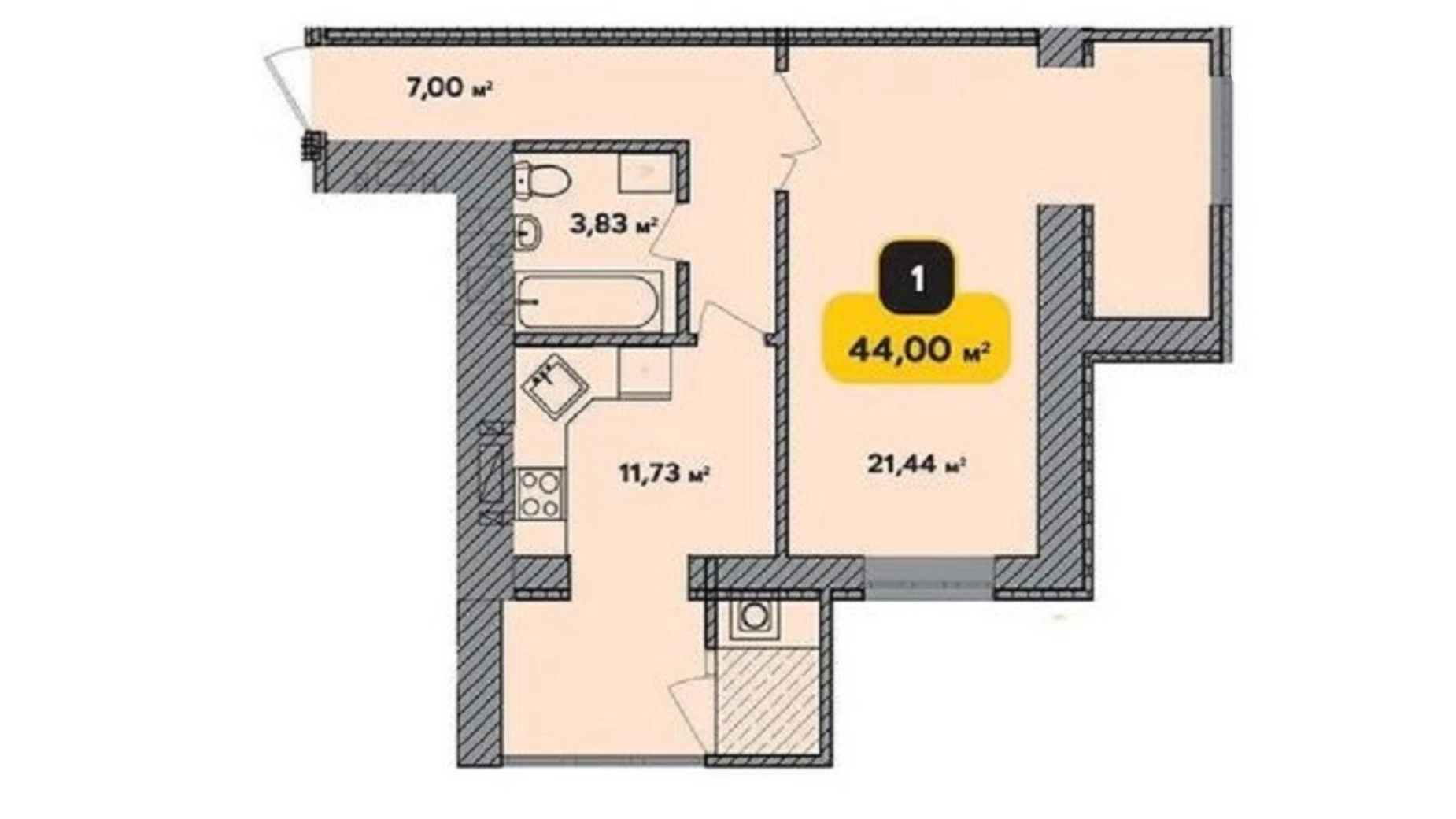 Продается 1-комнатная квартира 43 кв. м в Хмельницком - фото 4