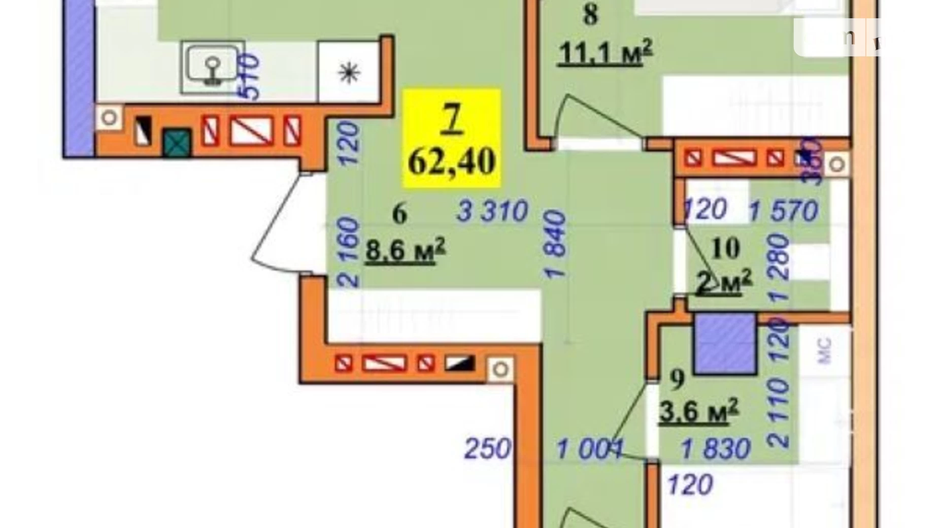 Продается 2-комнатная квартира 62 кв. м в Ивано-Франковске, ул. Национальной Гвардии - фото 2