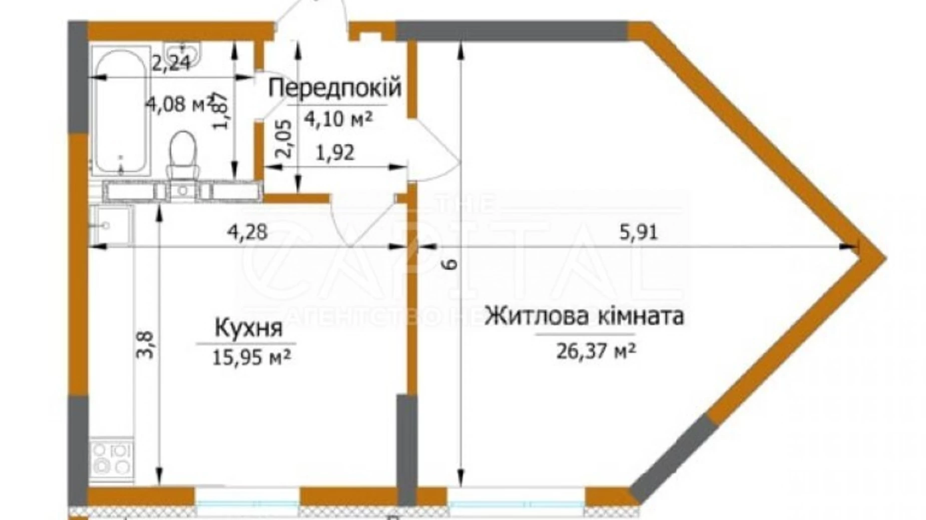 Продается 1-комнатная квартира 52.14 кв. м в Киеве, ул. Живописная, 7