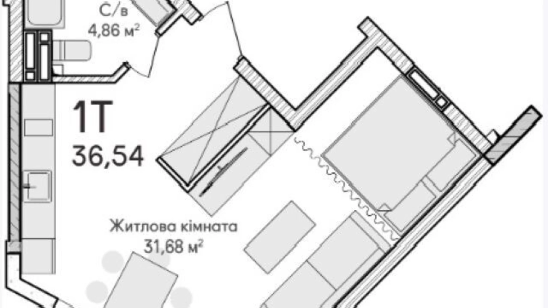 Продается 1-комнатная квартира 36.5 кв. м в Ирпене, ул. Достоевского, 1 - фото 2