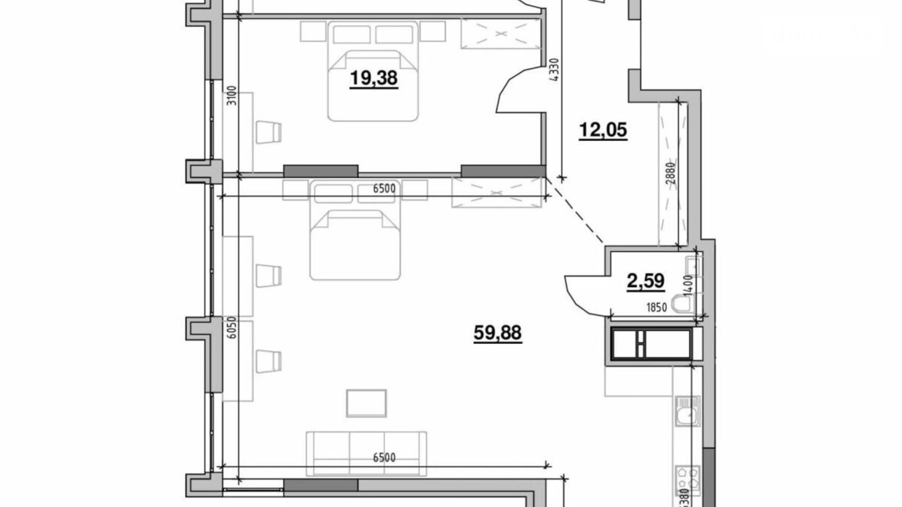 Продается 3-комнатная квартира 115 кв. м в Киеве, Железнодорожное шоссе, 45А