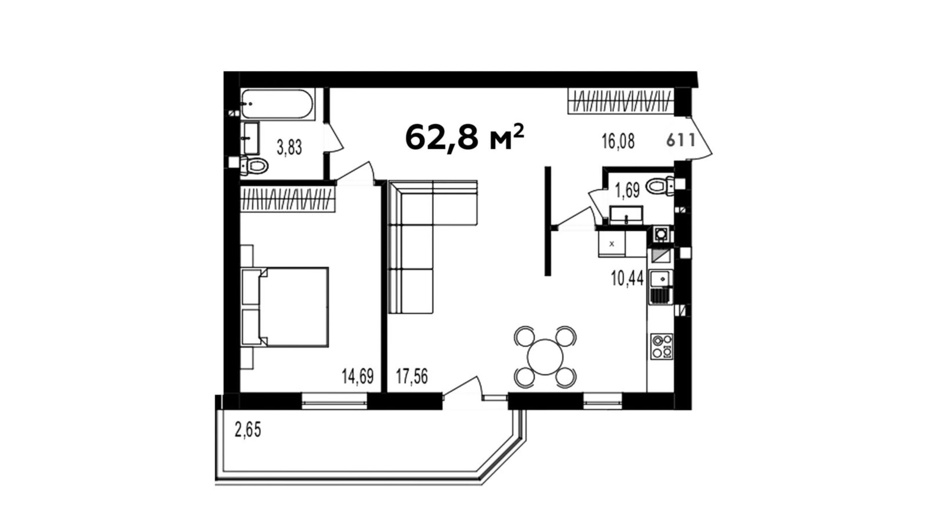 Продается 2-комнатная квартира 63 кв. м в Ивано-Франковске, ул. Довженко А.